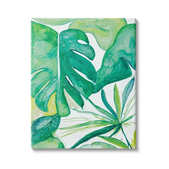 Stupell Industries Green Tropical Palms Monstera Plants Jungle Foliage, 24 x 30, Design by Kat Papa