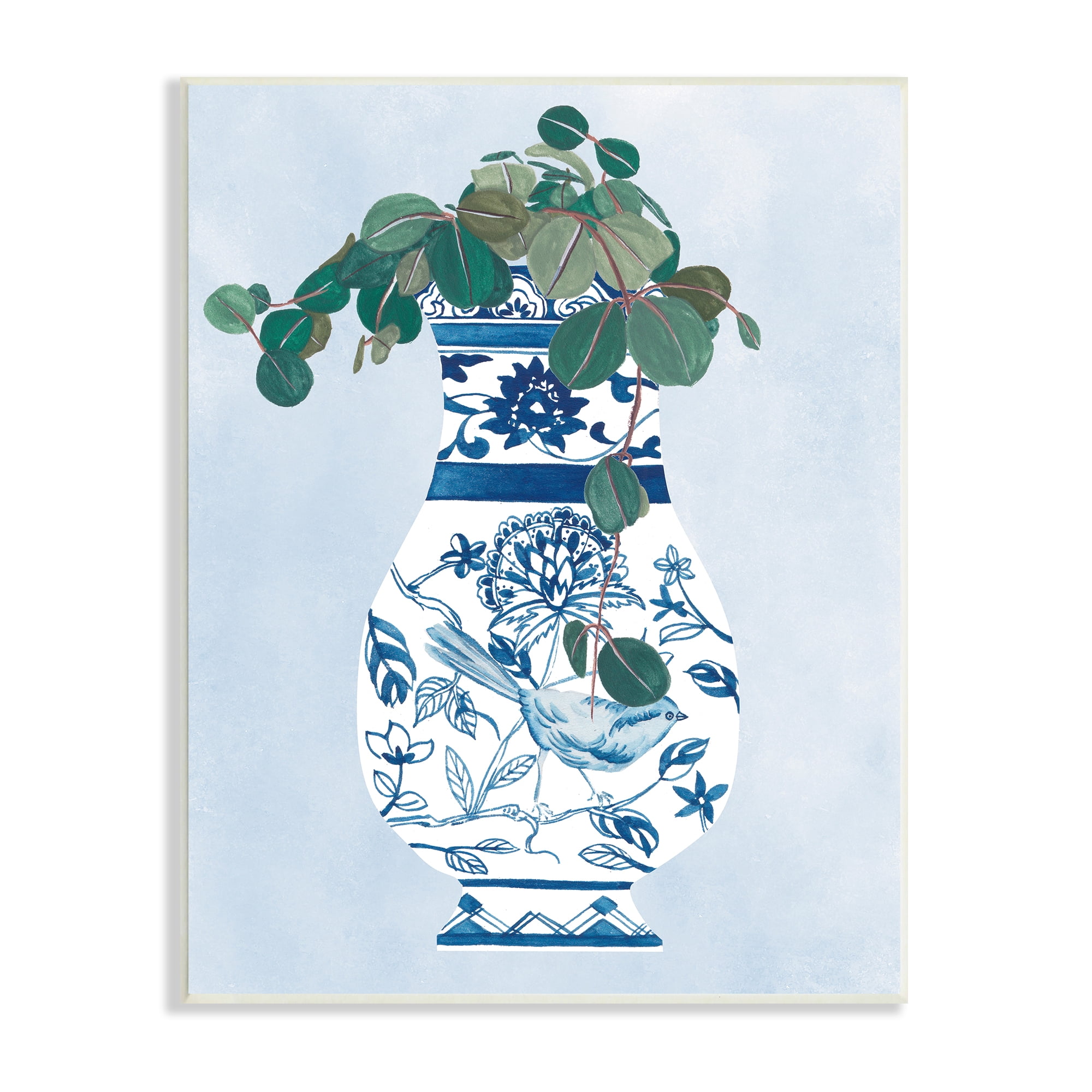 Stupell Industries Green Vine Plant Ornate Blue Bird Vase, 10 x 15, Design by Melissa Wang&nbsp;