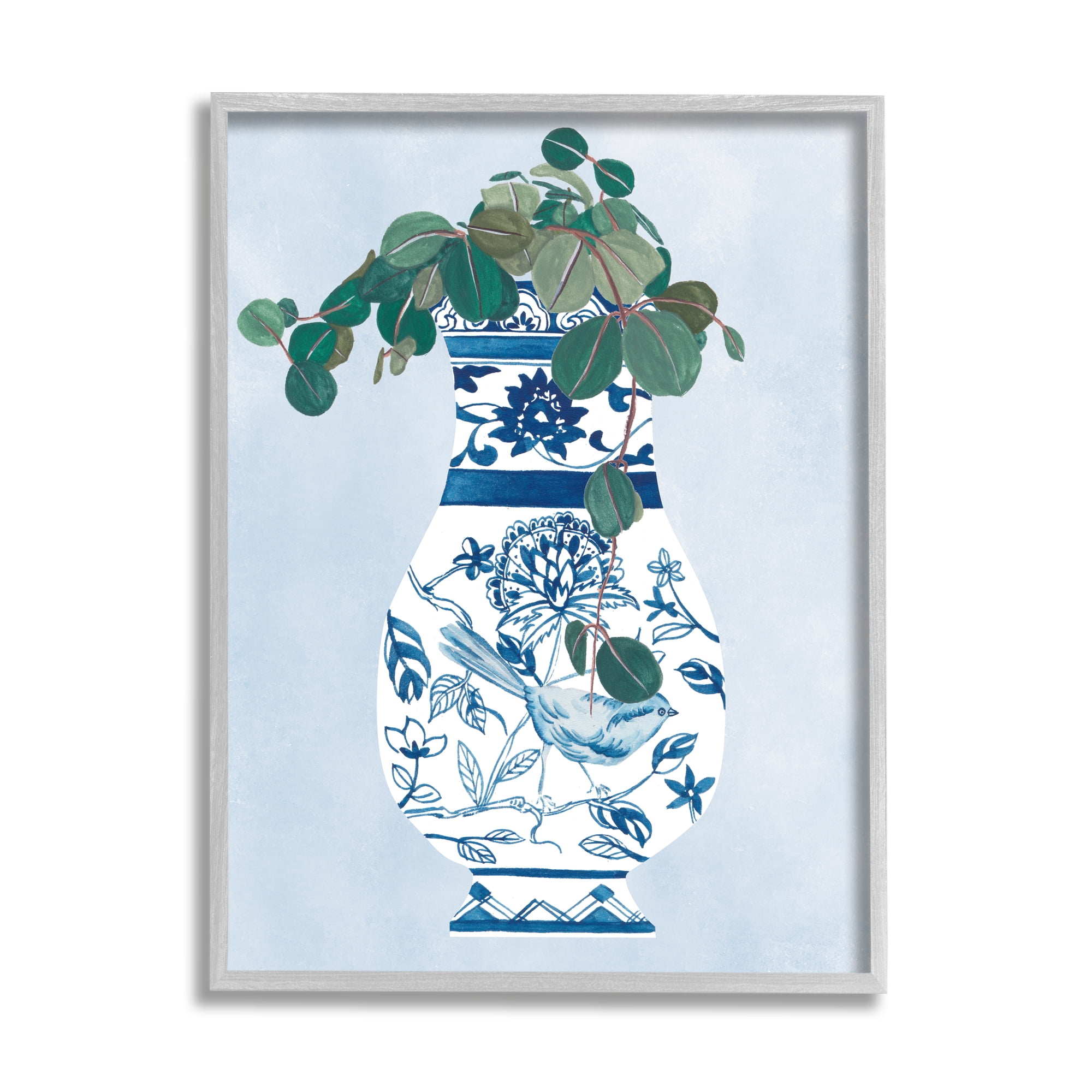 Stupell Industries Green Vine Plant Ornate Blue Bird Vase, 24 x 30, Design by Melissa WangÂ&nbsp;