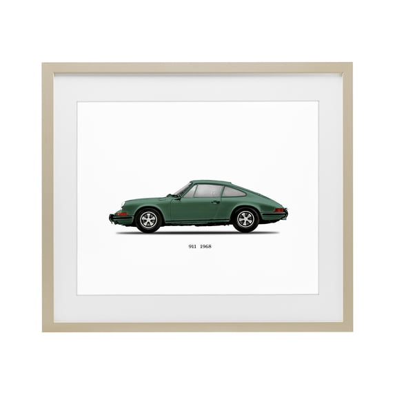 Stupell Industries Modern Green Vintage Car Model Birch Framed Print Under Glass, 16 x 13, by Mark Rogan