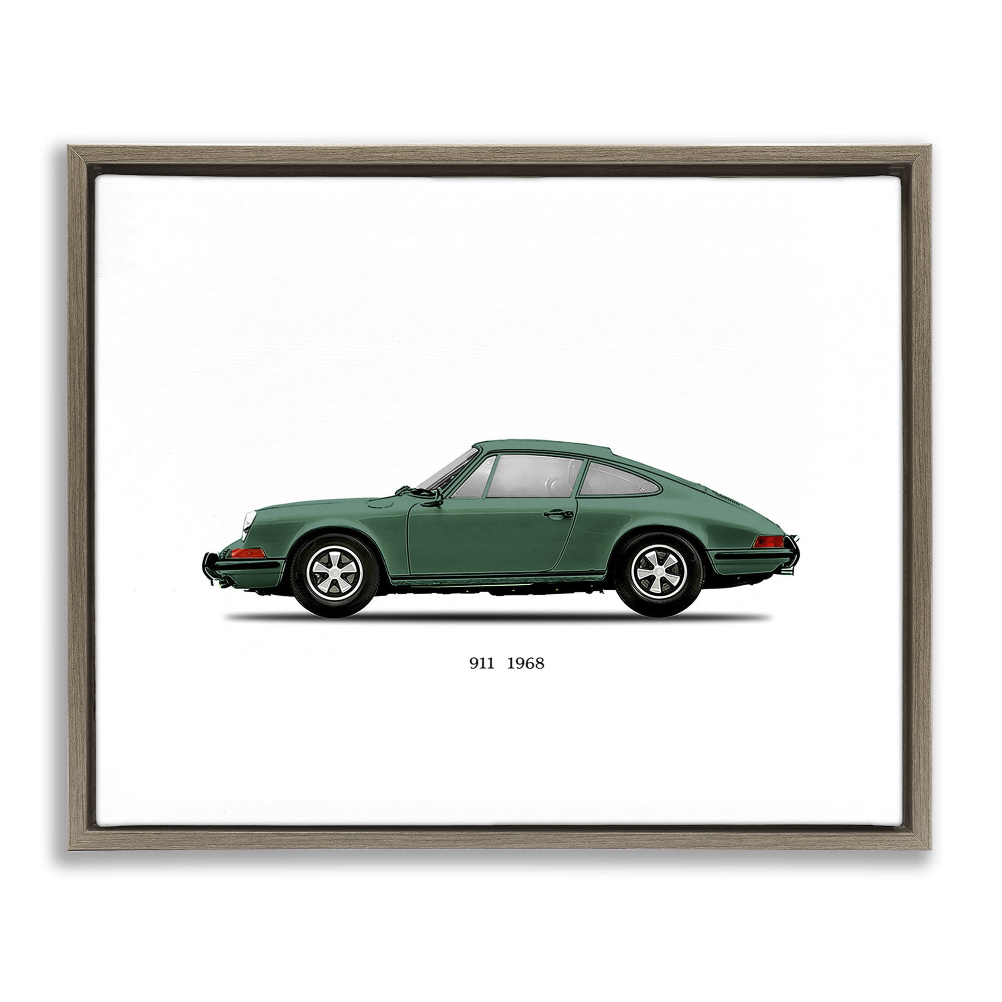 Stupell Industries Green Vintage Car Model Brown Framed Floater Canvas Wall Art, design by Mark Rogan