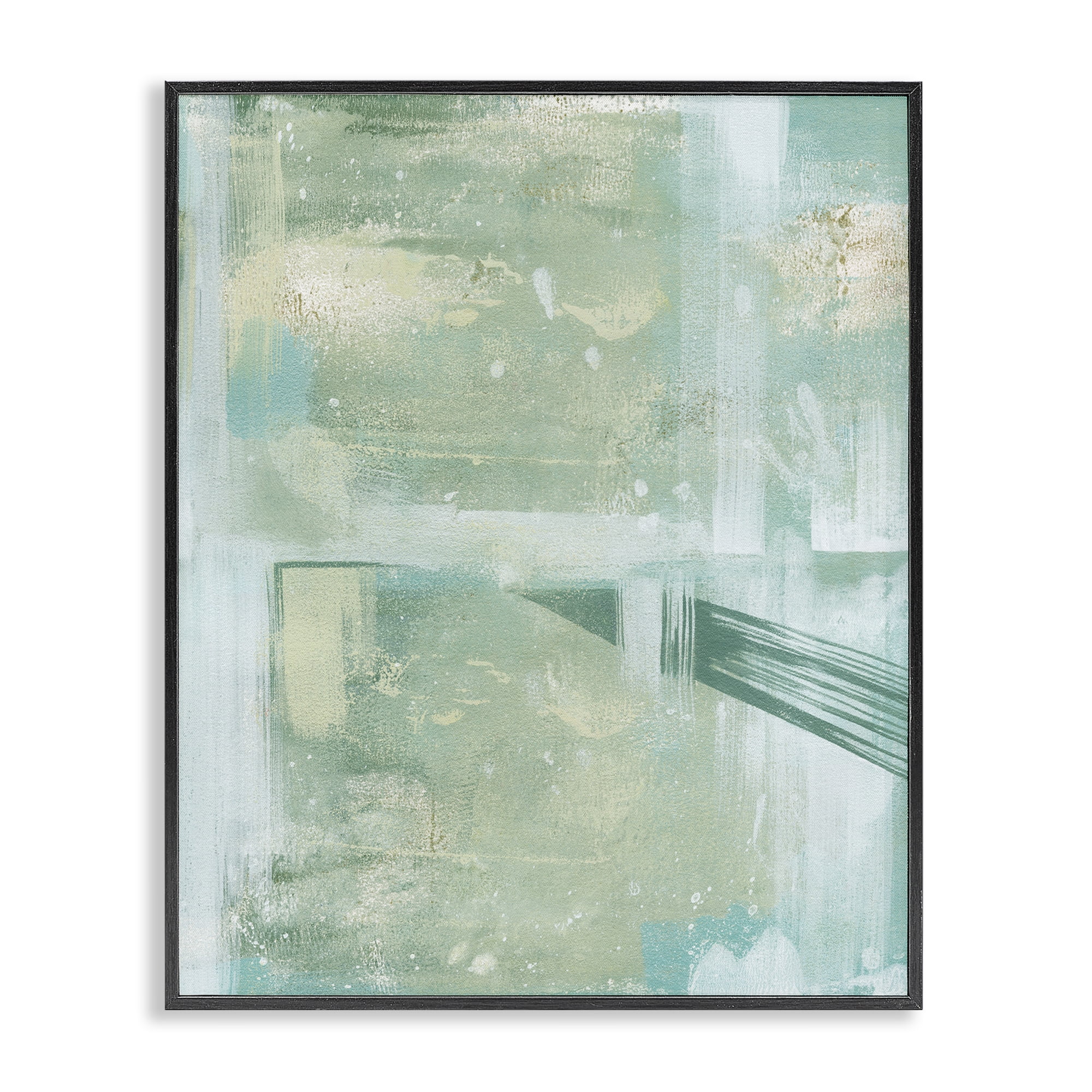 Stupell Industries Green Weathered Abstract Abstract Painting Black Framed Art Print Wall Art, 24 x 30