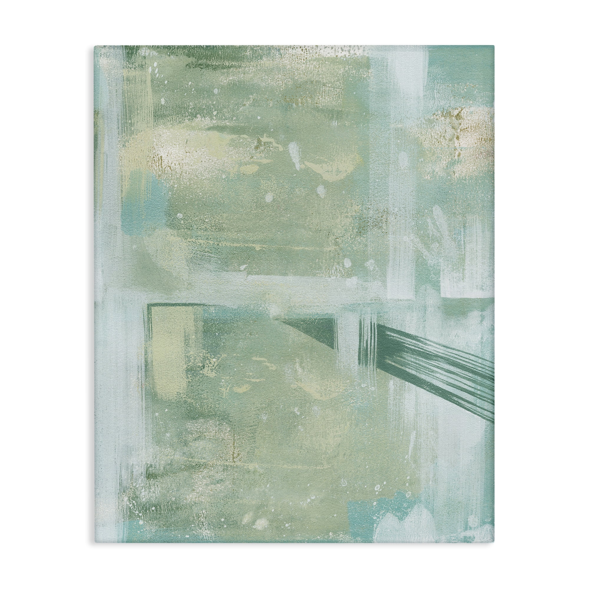 Stupell Industries Green Weathered Abstract Abstract Painting Gallery Wrapped Canvas Art Print Wall Art, 24 x 30