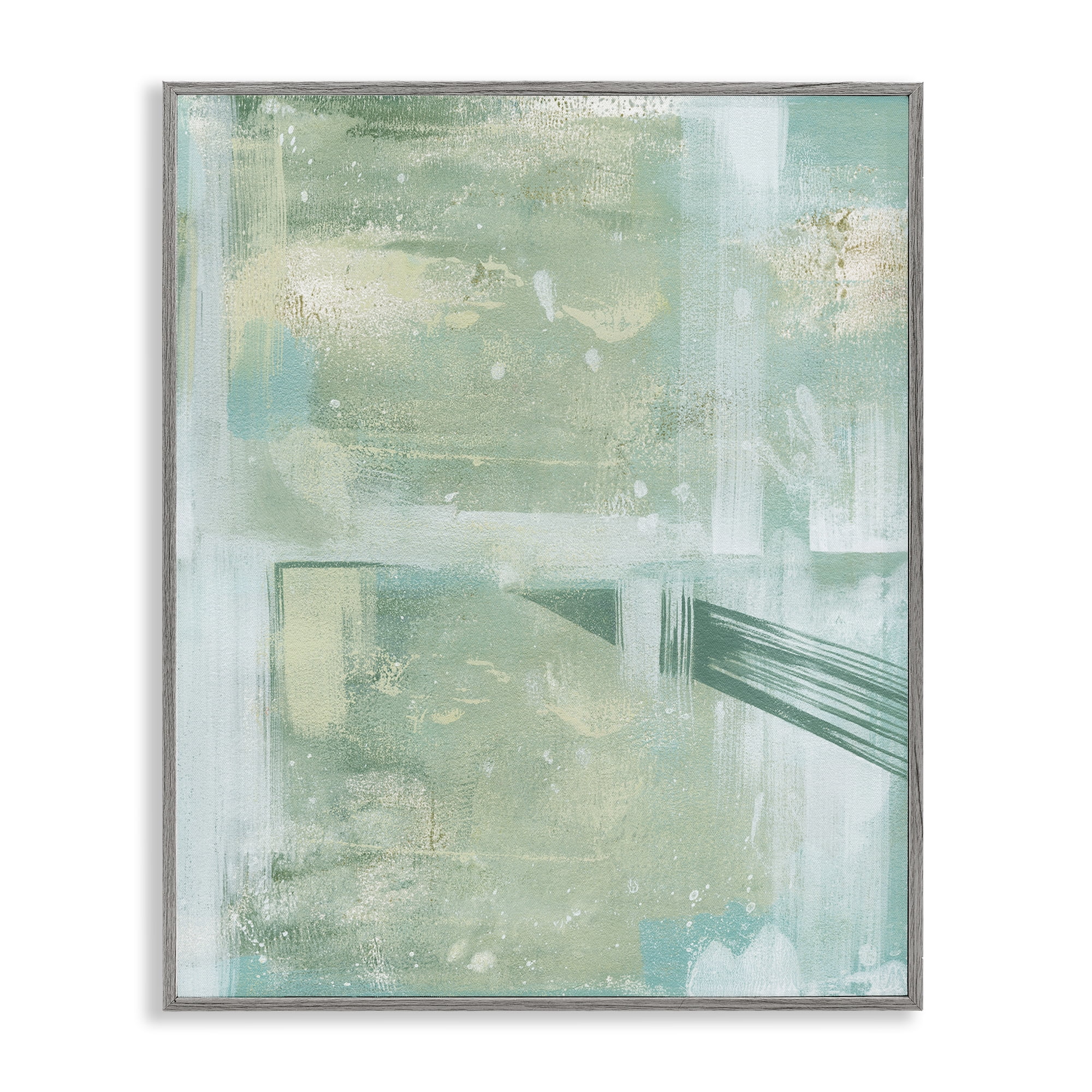 Stupell Industries Green Weathered Abstract Abstract Painting Gray Framed Art Print Wall Art, 16 x 20