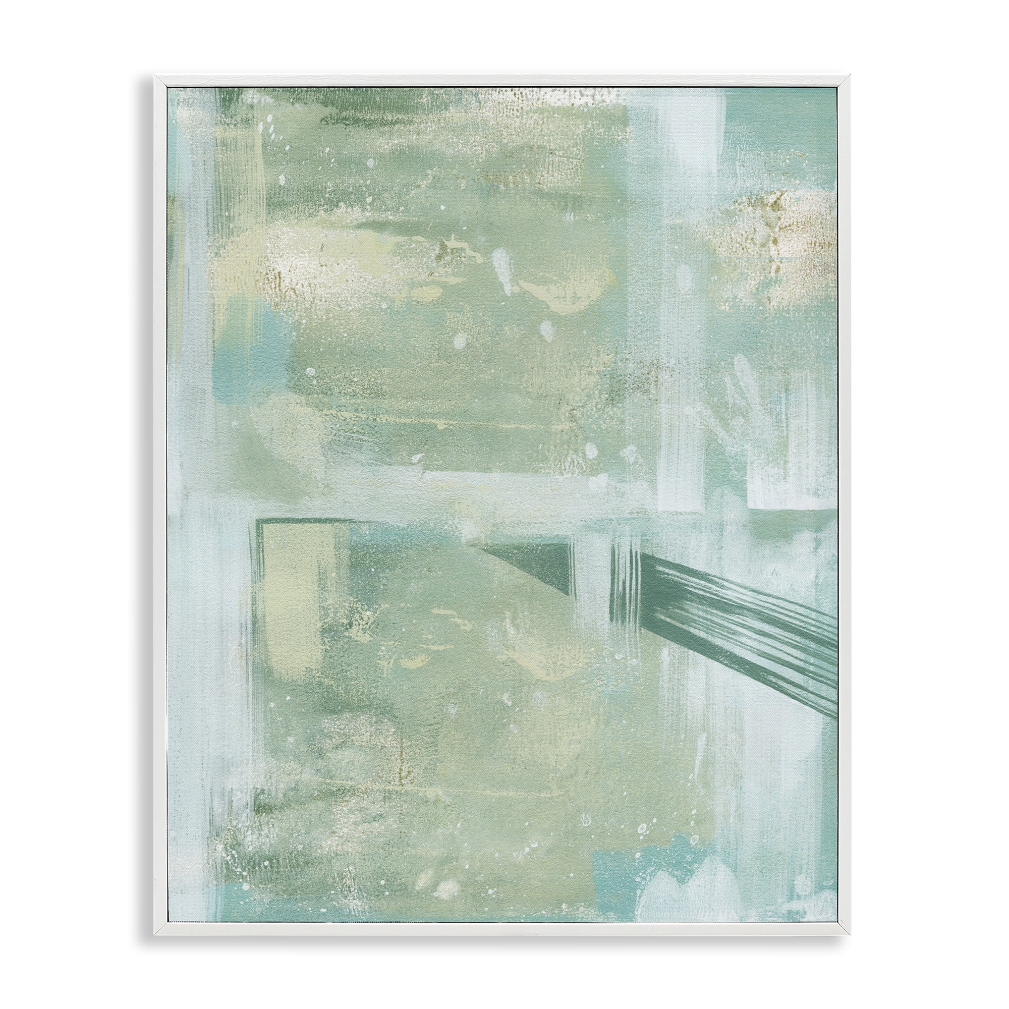 Stupell Industries Green Weathered Abstract Abstract Painting White Framed Art Print Wall Art, 24 x 30