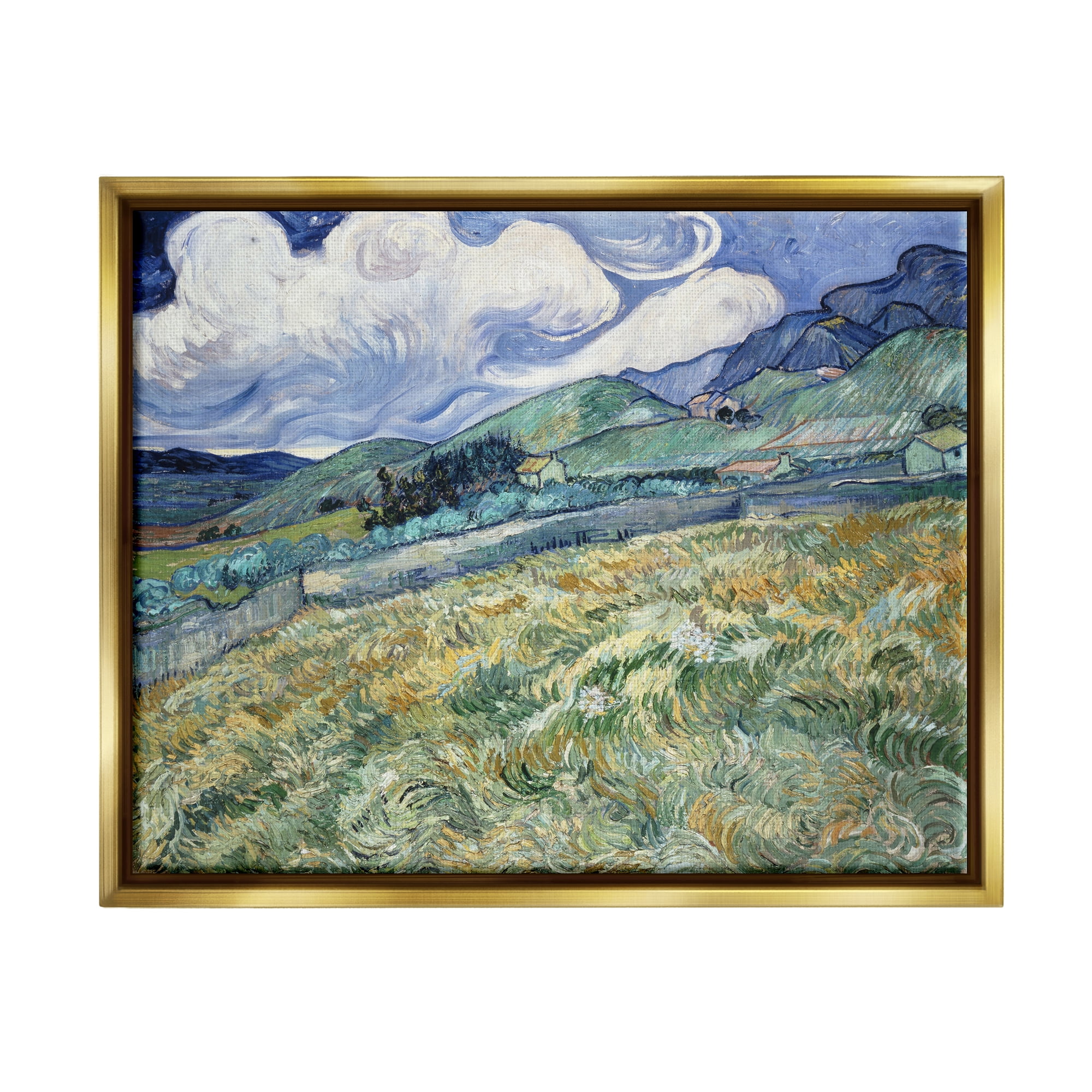 Vincent Van Gogh Landscape Canvas Print with Gold Frame, 31 x 25