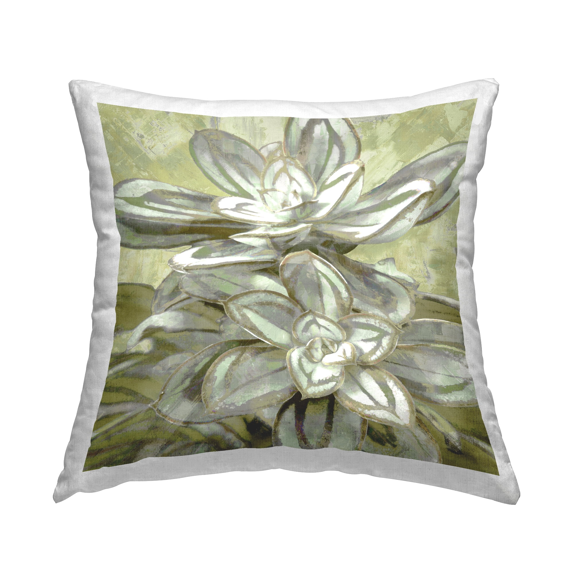 Stupell Industries Green & White Botanical Leaves Square Decorative Printed Throw Pillow, 18 x 18,