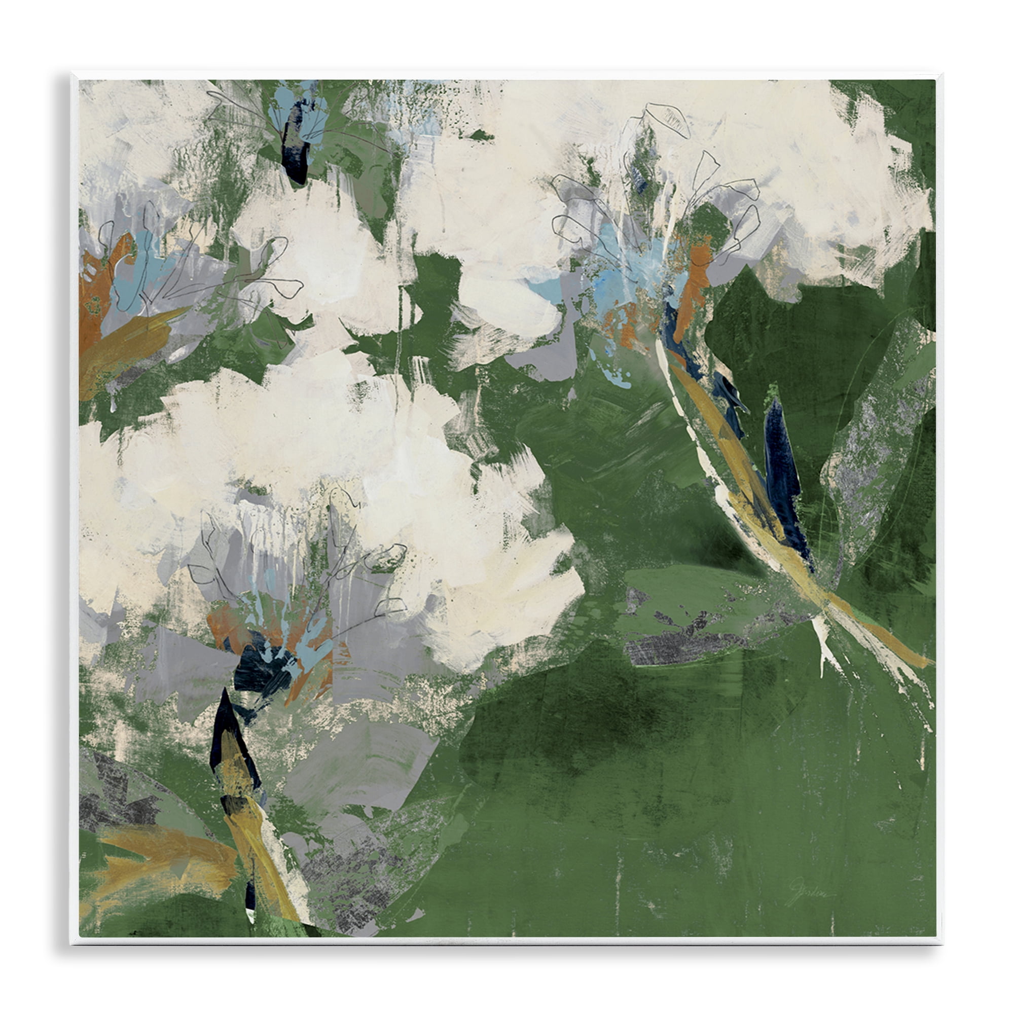 Stupell Industries Green & White Botanicals Plants & Flowers Painting Unframed Art Print Wall Art, 12 x 12