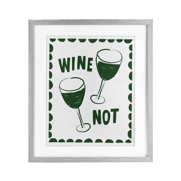 Stupell Industries Green White Wine Not Gray Framed Print Under Glass design by Heather Dutton, 16 x 13