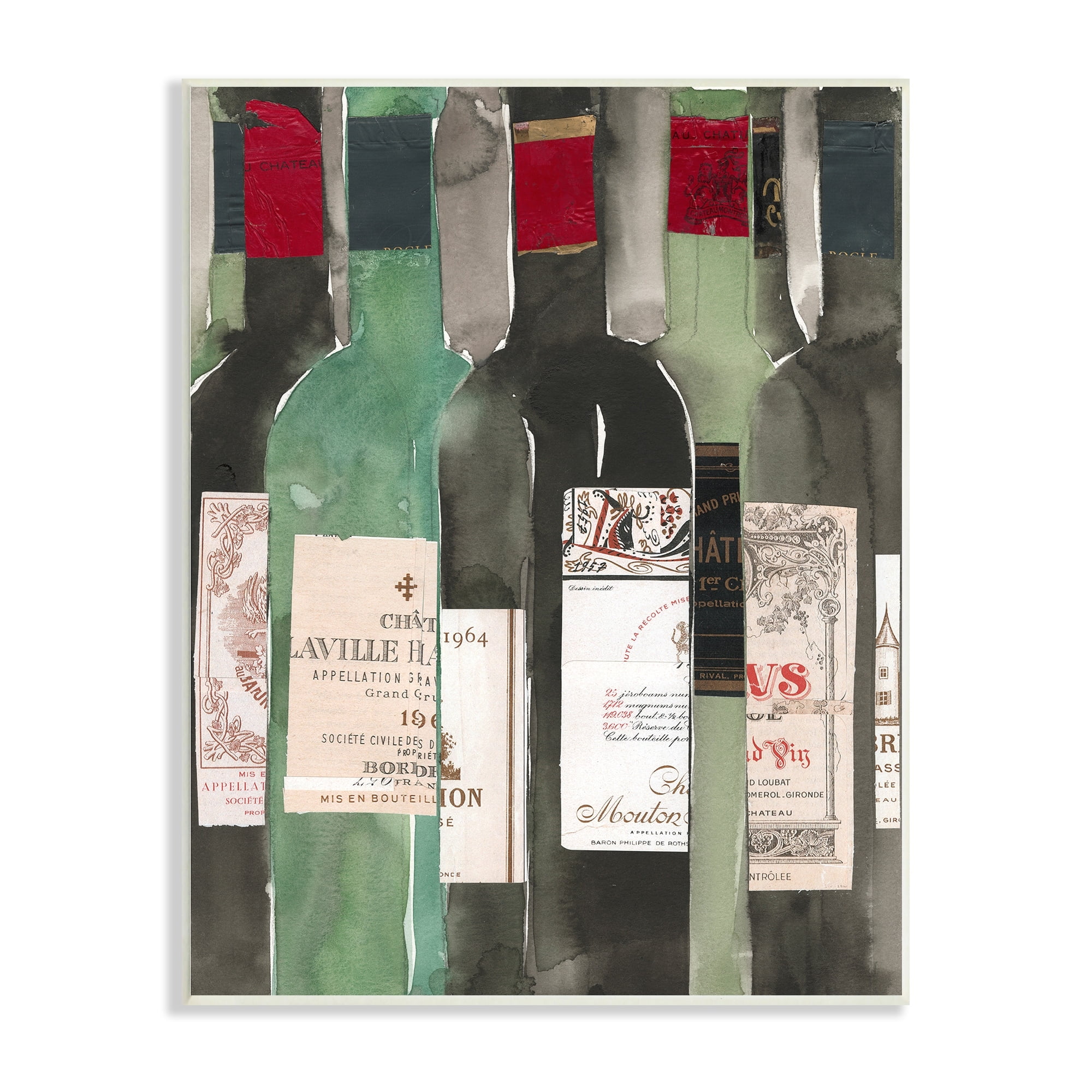Stupell Industries Green Wine Champagne Bottles Closeup Vintage Style , 13 x 19, Design by Samuel Dixon