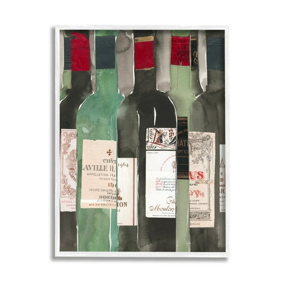 Stupell Industries Green Wine Champagne Bottles Closeup Vintage Style , 16 x 20, Design by Samuel Dixon