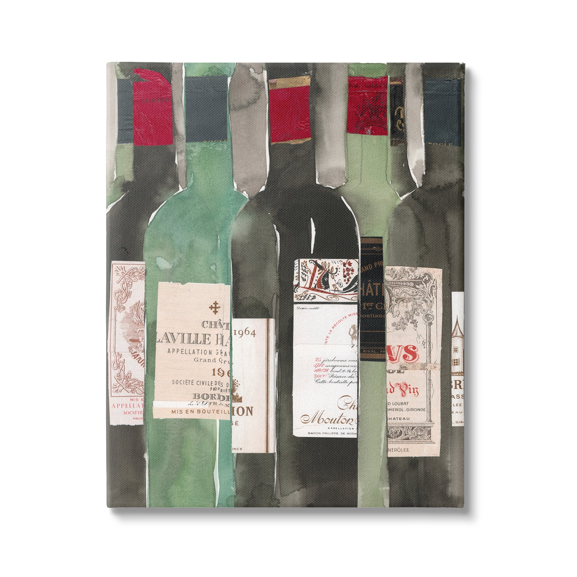 Stupell Industries Green Wine Champagne Bottles Closeup Vintage Style , 36 x 48, Design by Samuel Dixon