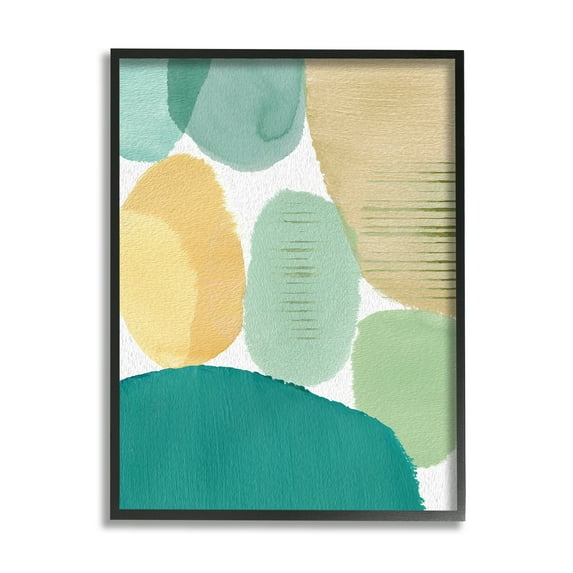 Stupell Industries Green & Yellow Circles Abstract Painting Black Framed Art Print Wall Art, 11 x 14