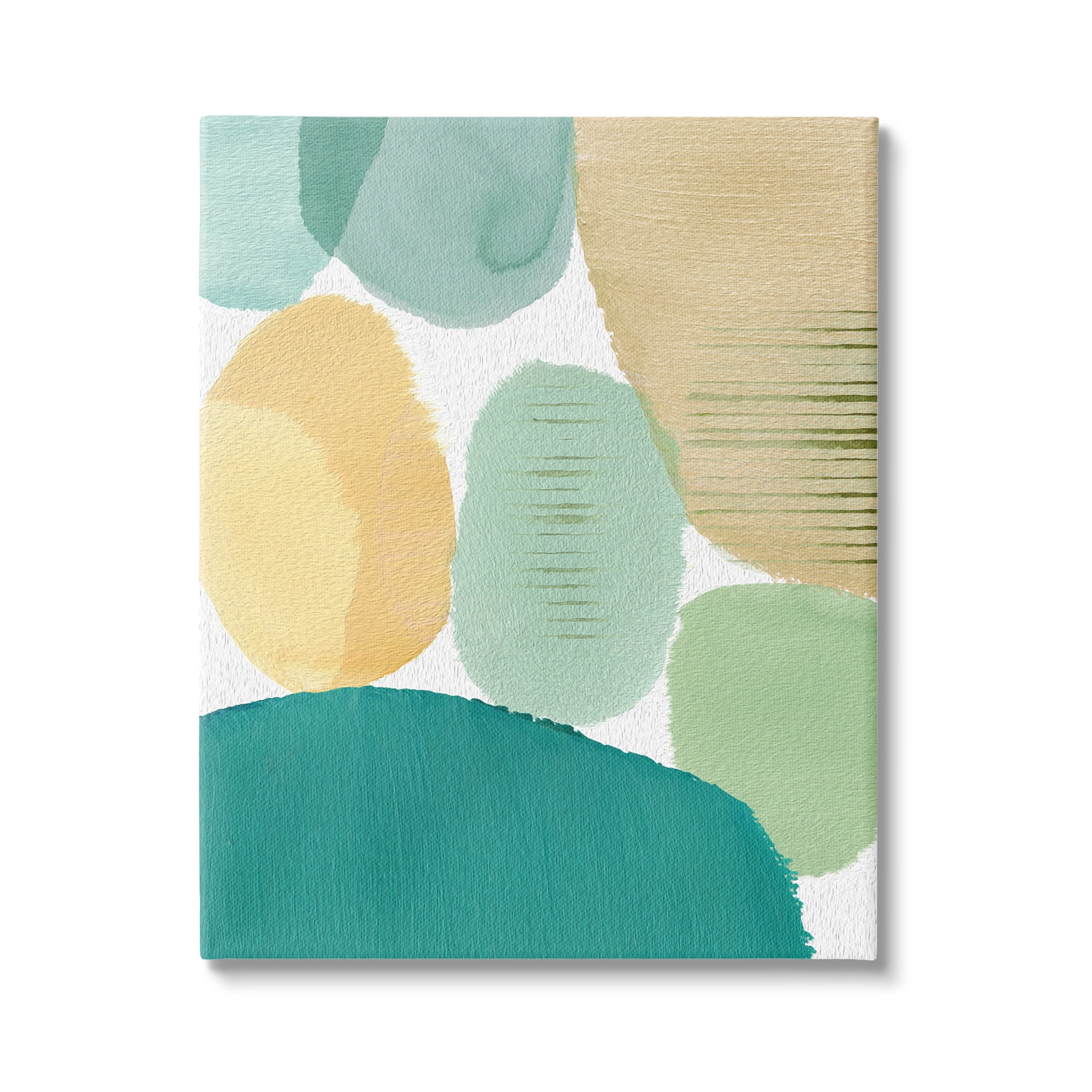 Stupell Industries Green & Yellow Circles Abstract Painting Gallery Wrapped Canvas Art Print Wall Art, 16 x 20