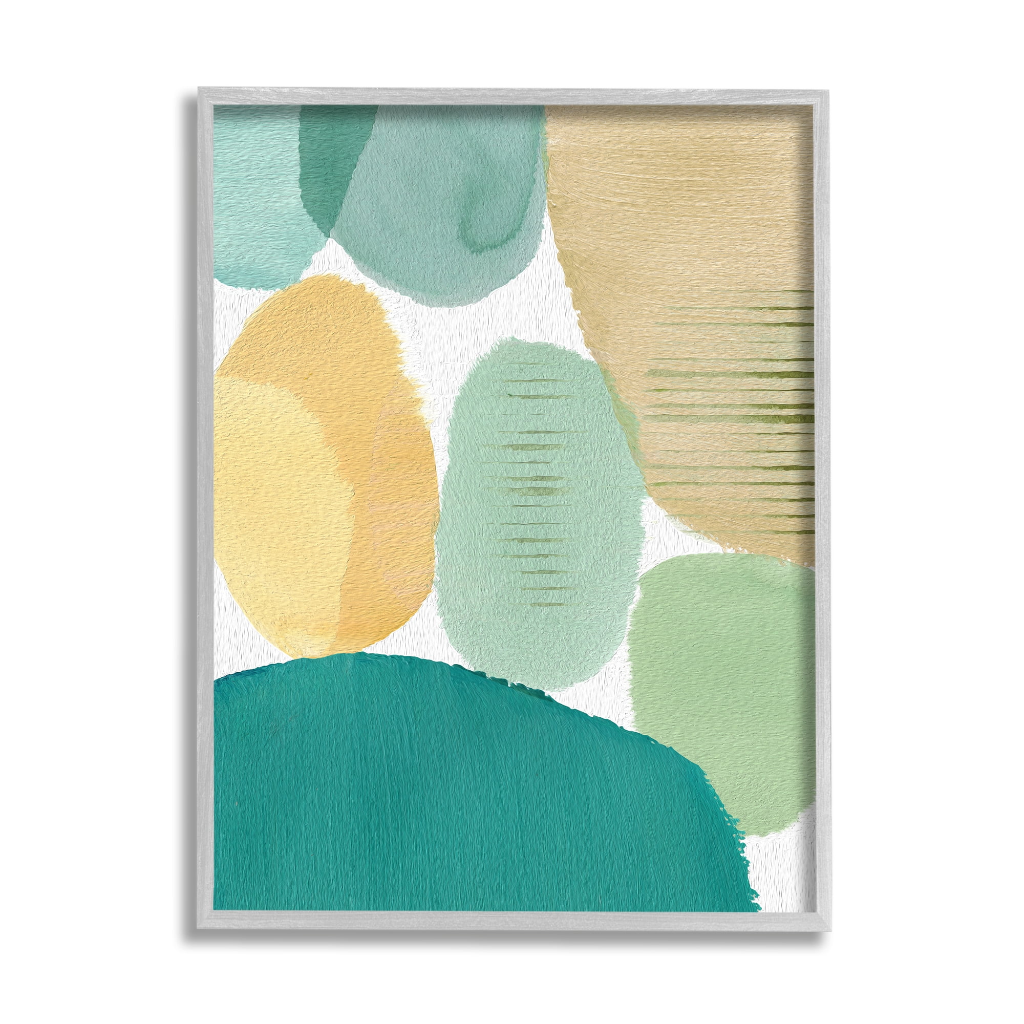 Stupell Industries Green & Yellow Circles Abstract Painting Gray Framed Art Print Wall Art, 11 x 14