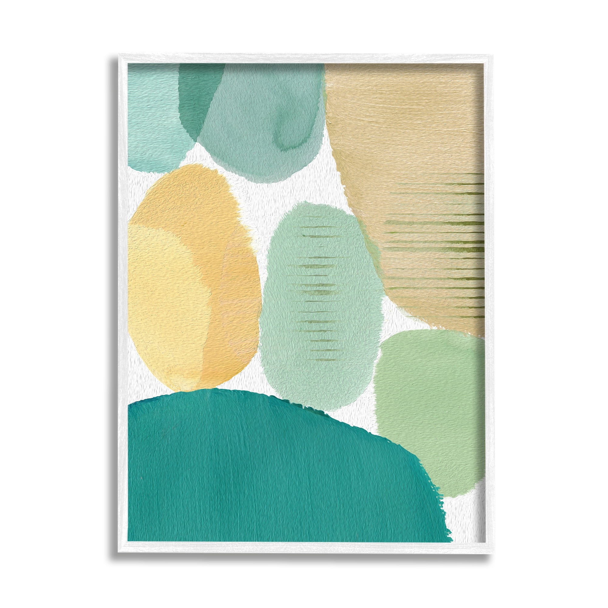 Stupell Industries Green & Yellow Circles Abstract Painting White Framed Art Print Wall Art, 16 x 20