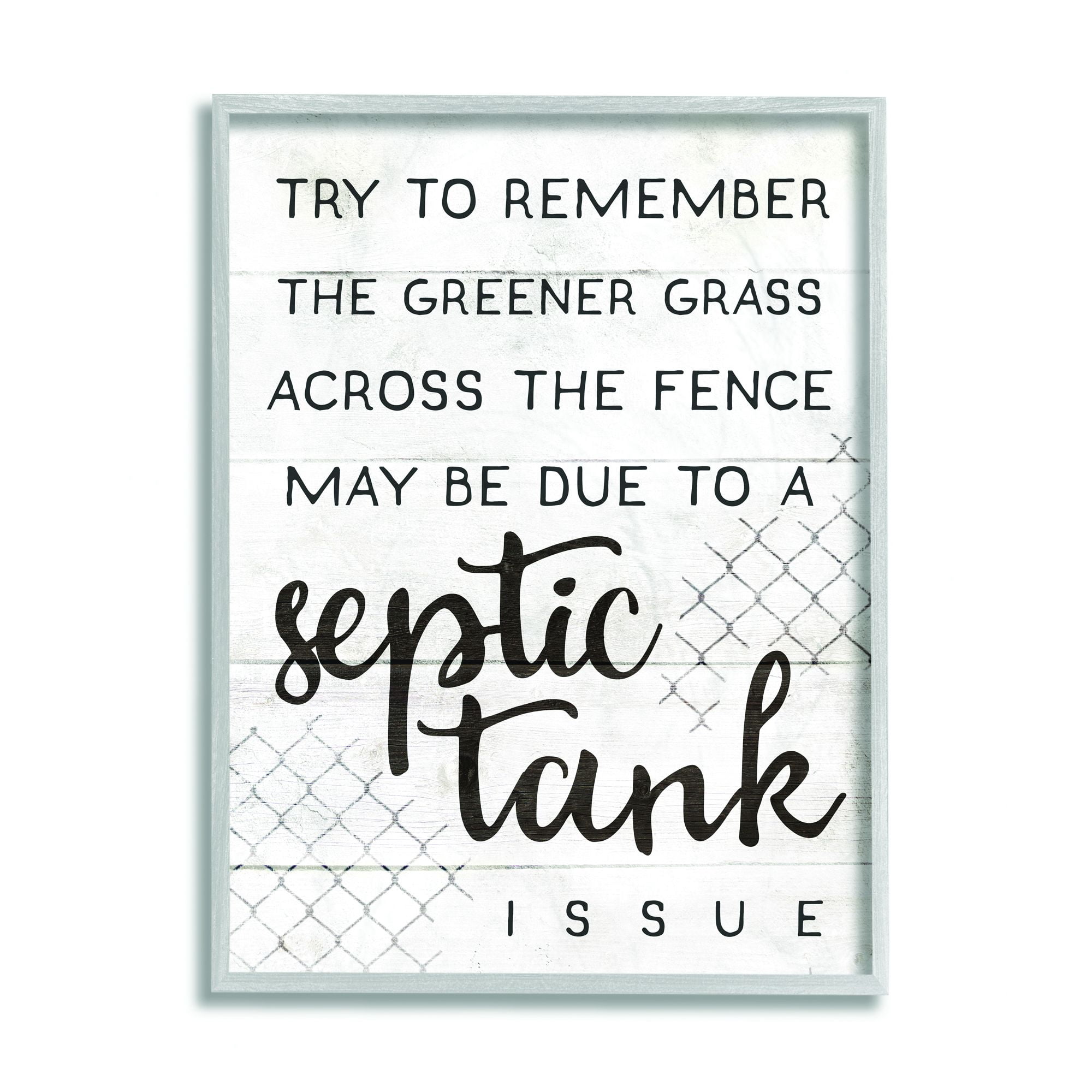 Stupell Industries Greener Grass Septic Issue Funny Family Home Word Design Framed Wall Art by Daphne Polselli