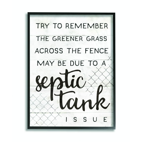 Stupell Industries Greener Grass Septic Issue Funny Family Home Word Design Framed Wall Art by Daphne Polselli
