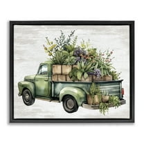 Stupell Industries Greenery Filled Truck Transportation Painting Black Floater Framed Canvas Art Print Wall Art, 21 x 17
