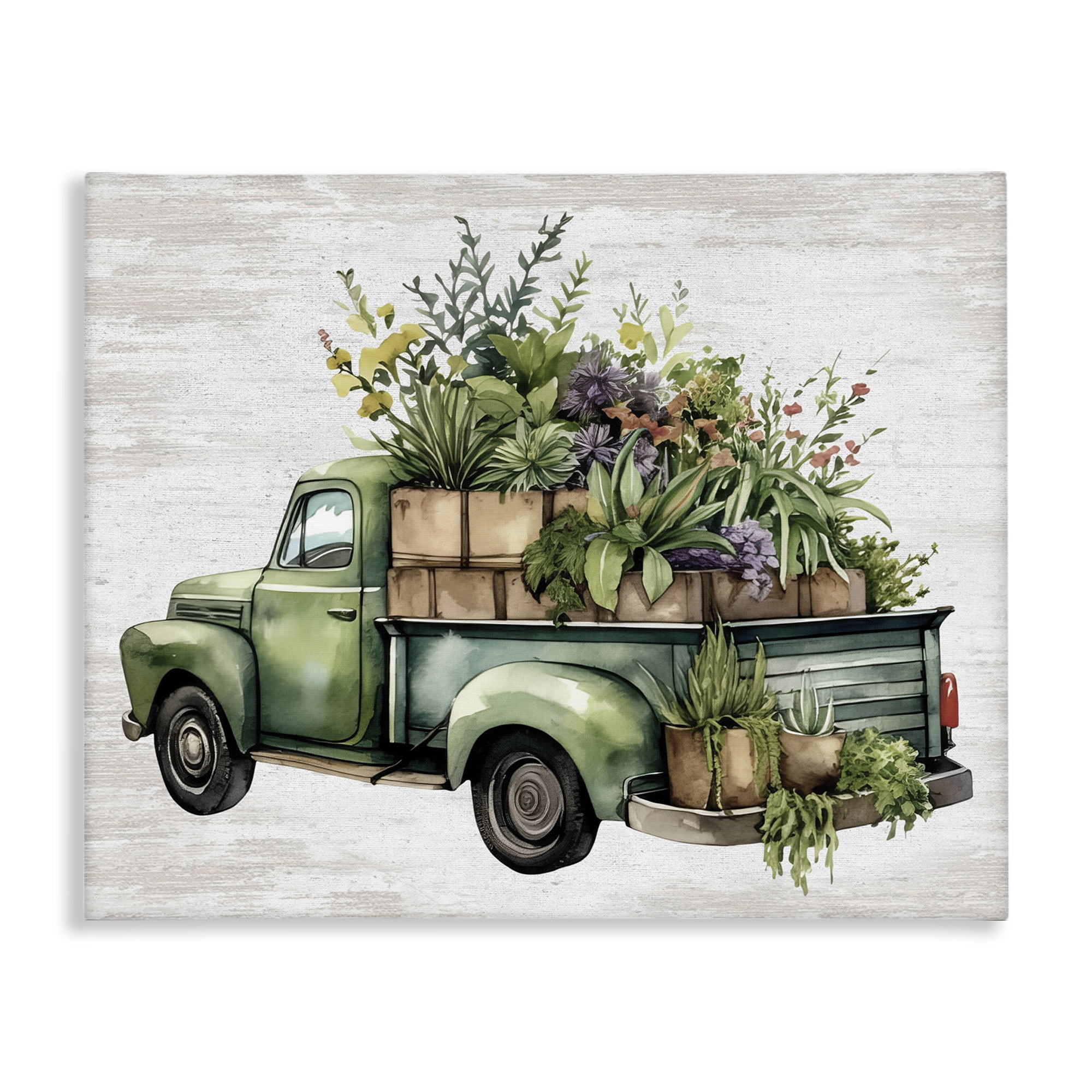 Stupell Industries Greenery Filled Truck Transportation Painting Gallery Wrapped Canvas Art Print Wall Art, 40 x 30