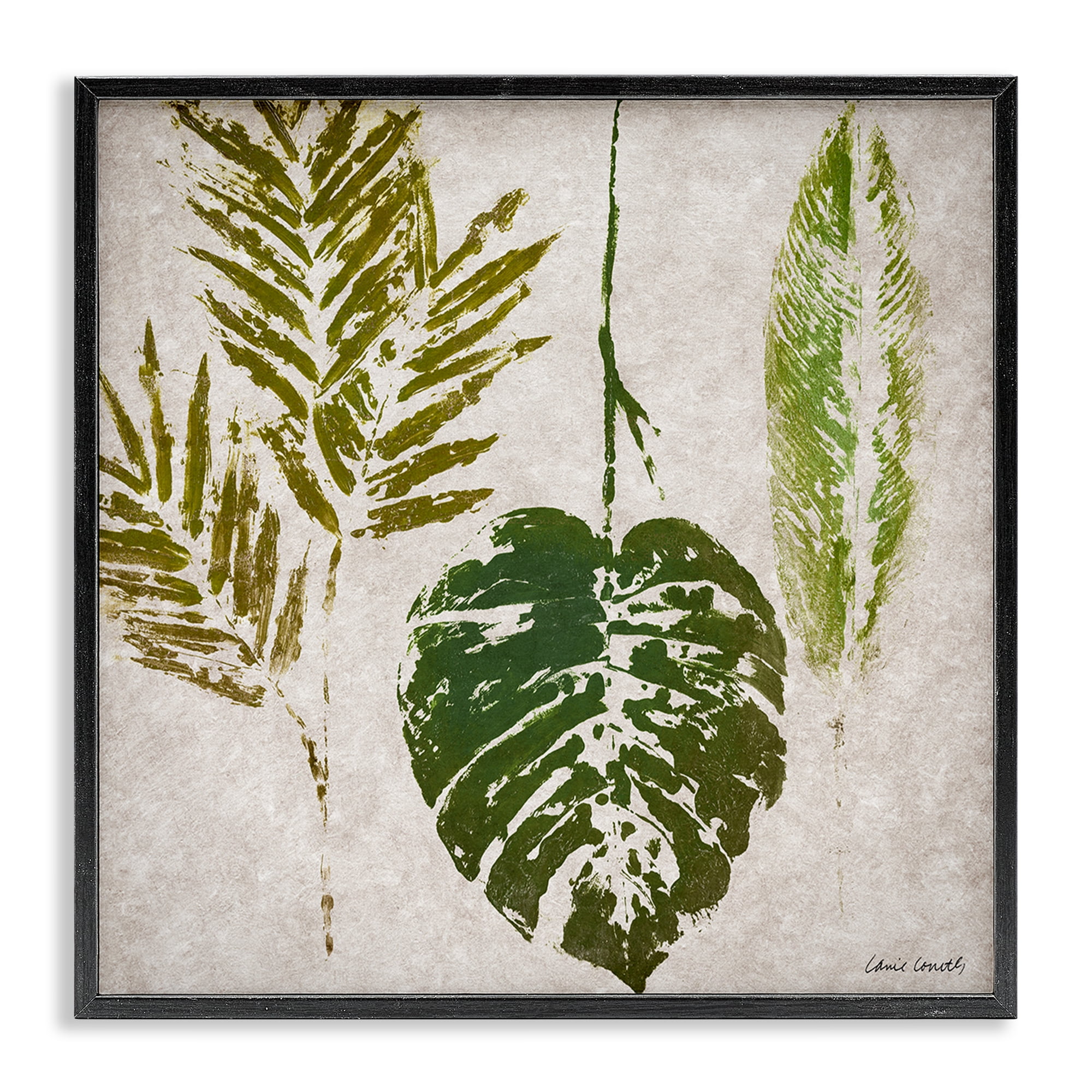 Stupell Industries Greenery Leaf Impressions Botanical & Floral Painting Black Framed Art Print Wall Art, 12 x 12