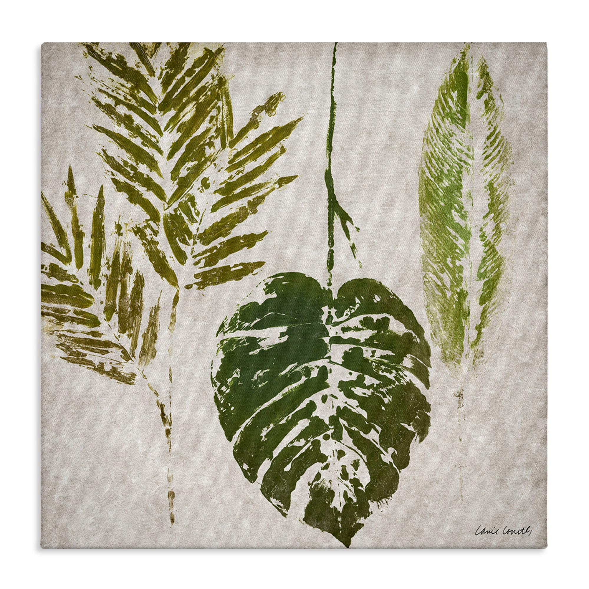 Green Botanical Leaf Impressions Canvas Wall Art, 24 x 24