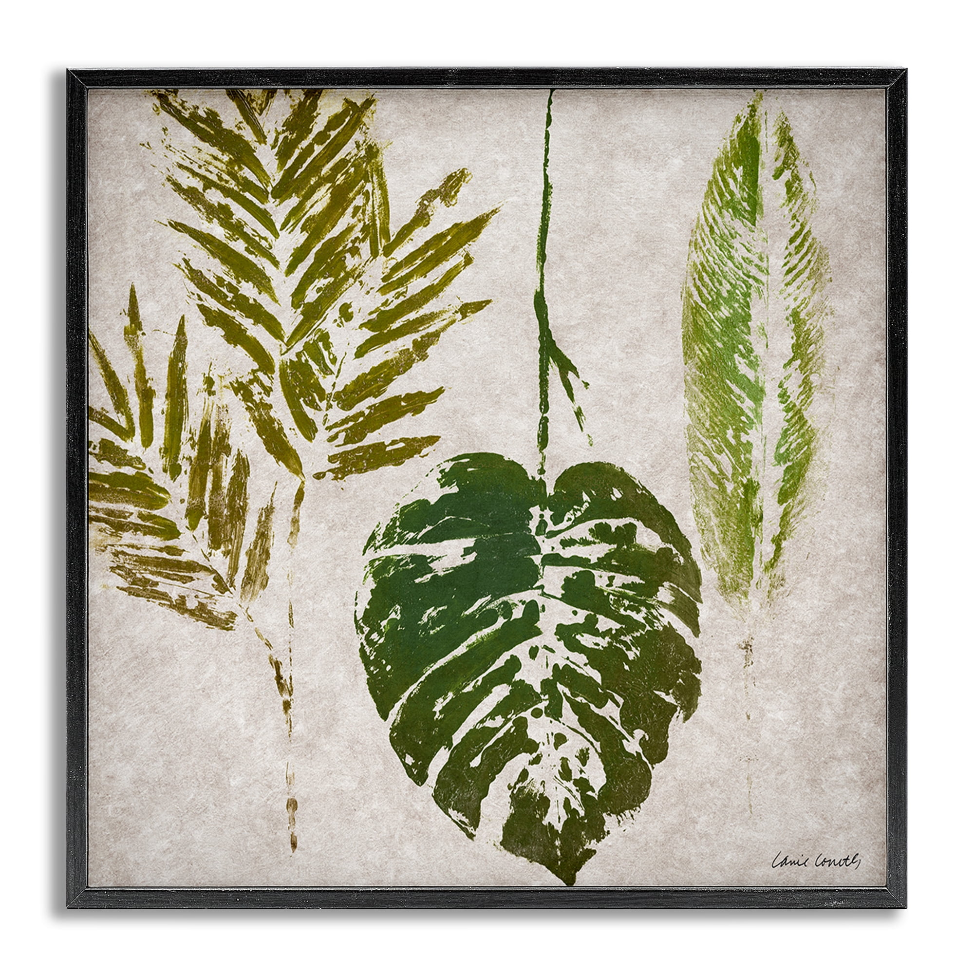 Stupell Industries Greenery Leaf Impressions Botanical & Floral Painting Gray Framed Art Print Wall Art, 17 x 17