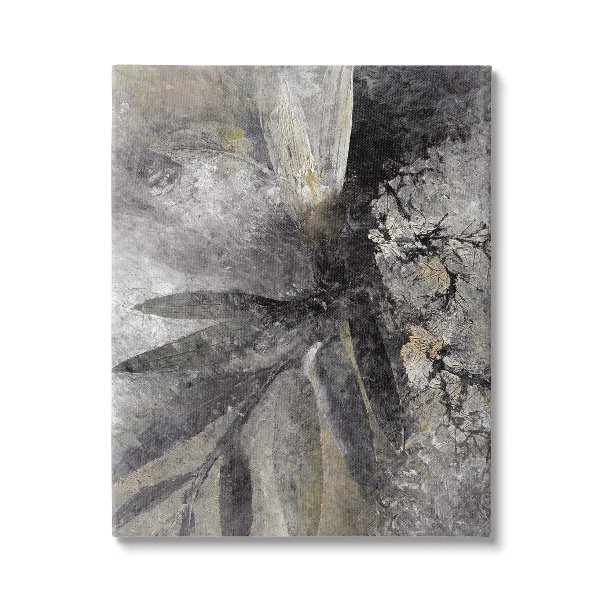 Stupell Industries Grey Abstract Botanical Abstract Painting Gallery Wrapped Canvas Art Print Wall Art, 24 x 30