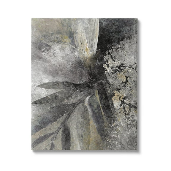 Stupell Industries Grey Abstract Botanical Abstract Painting Gallery Wrapped Canvas Art Print Wall Art, 30 x 40
