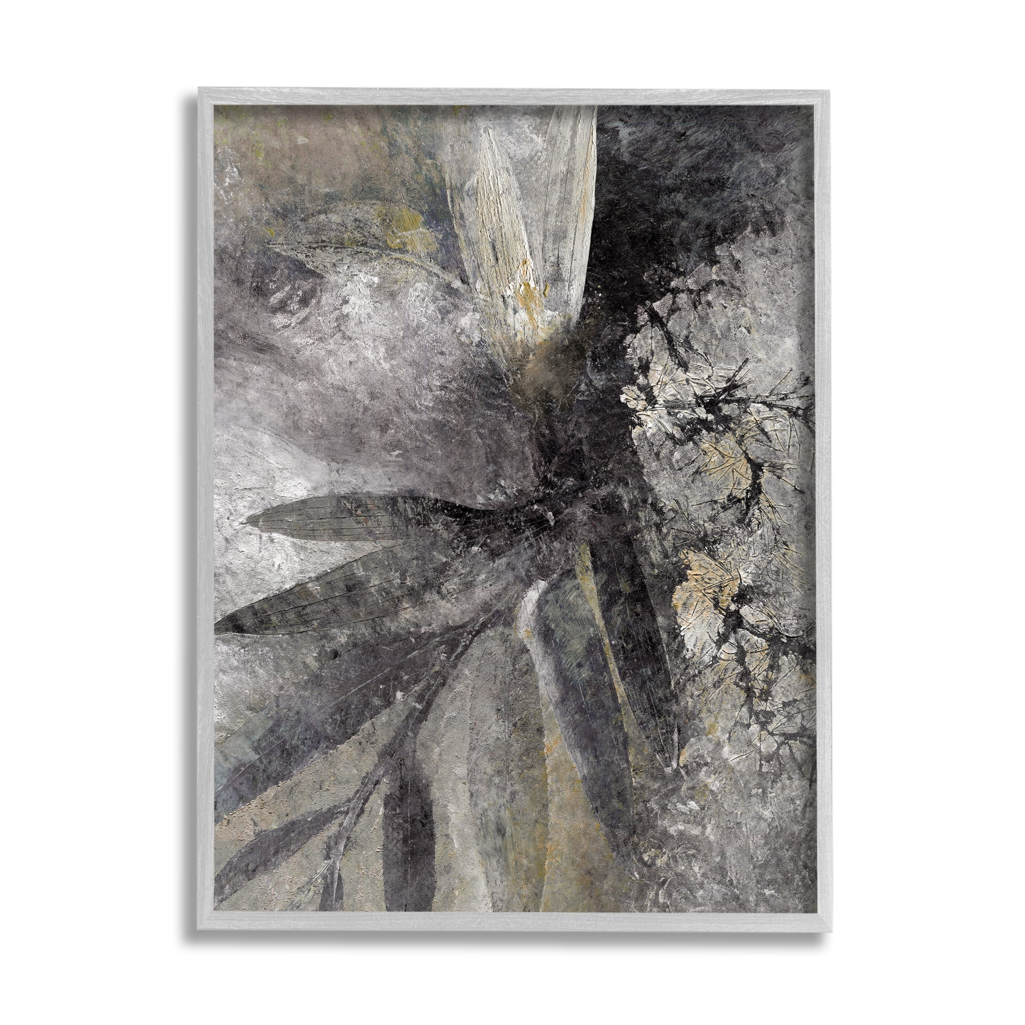 Stupell Industries Grey Abstract Botanical Abstract Painting Gray Framed Art Print Wall Art, 11 x 14