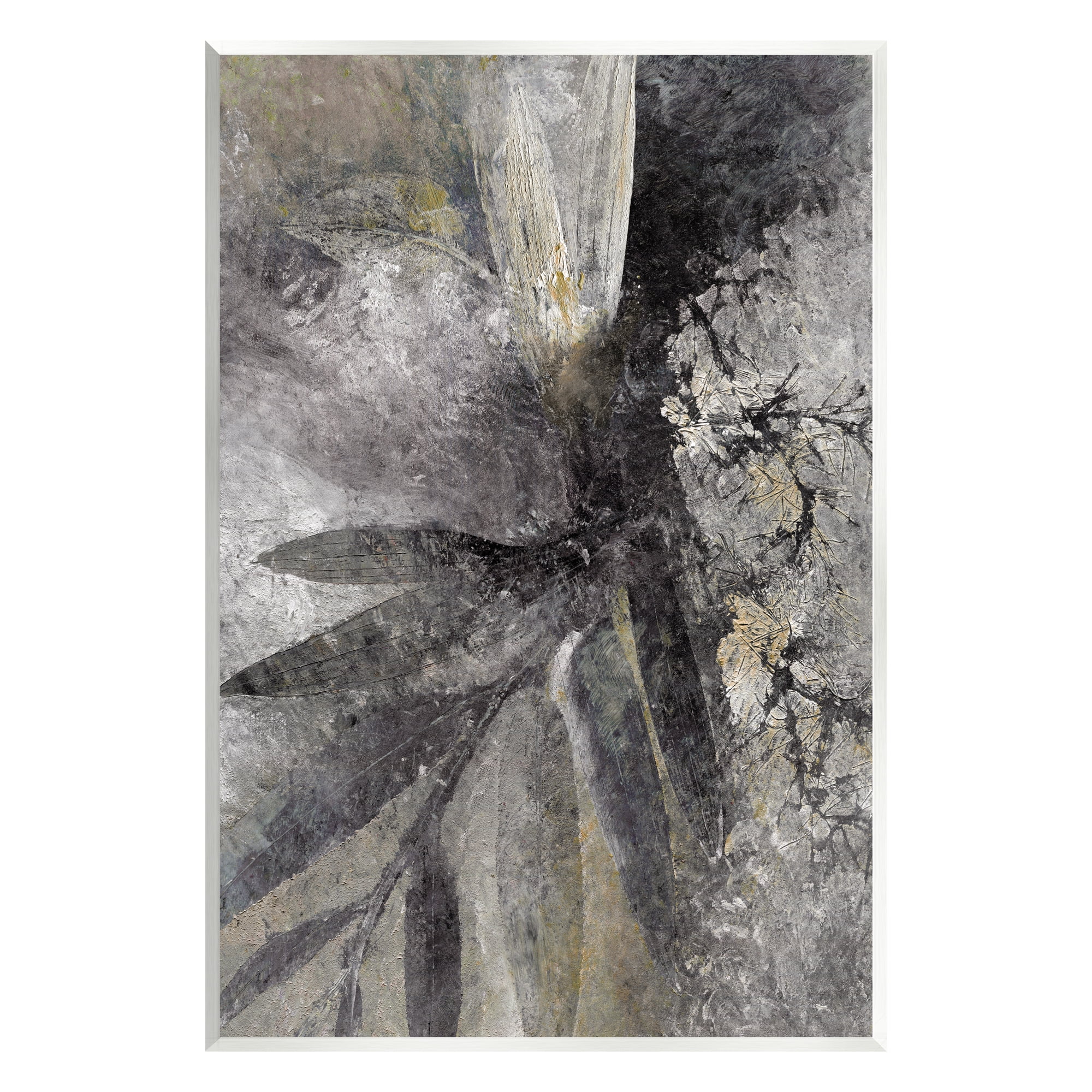 Stupell Industries Grey Abstract Botanical Abstract Painting Unframed Art Print Wall Art, 13 x 19