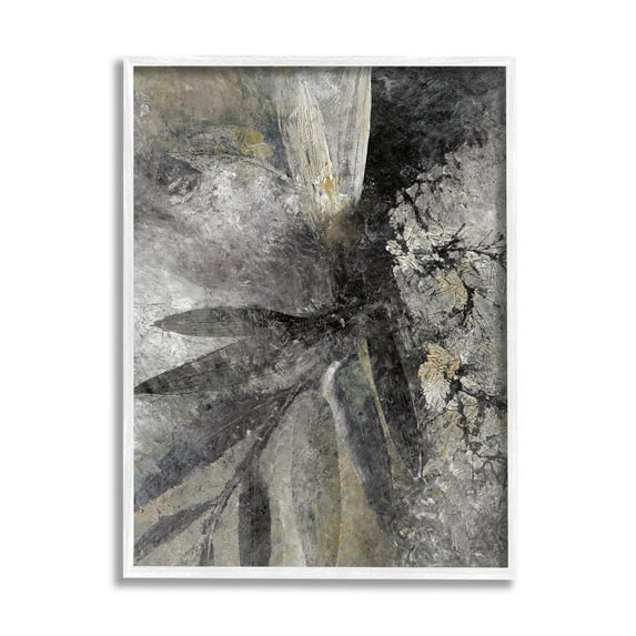 Stupell Industries Grey Abstract Botanical Abstract Painting White Framed Art Print Wall Art, 24 x 30