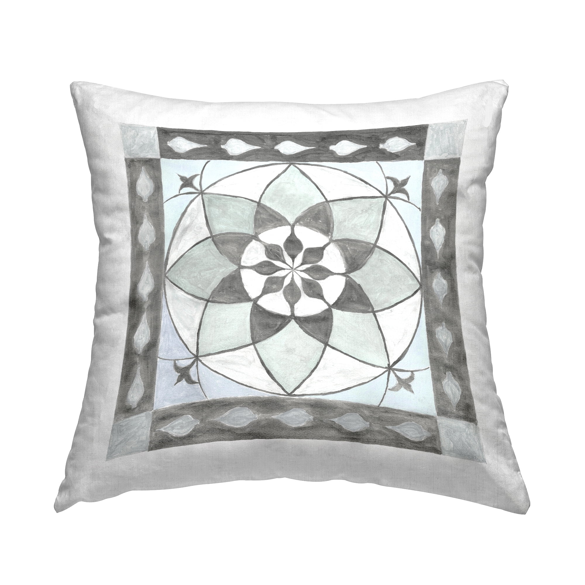 Stupell Industries Grey Abstract Fractal Pattern Square Decorative Printed Throw Pillow, 18 x 18,
