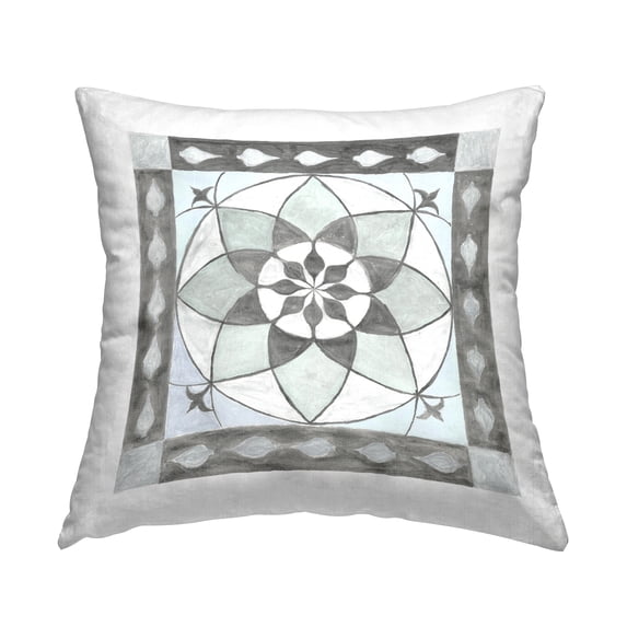 Stupell Industries Grey Abstract Fractal Pattern Square Decorative Printed Throw Pillow, 18 x 18,