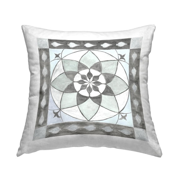 Stupell Industries Grey Abstract Fractal Pattern Square Decorative Printed Throw Pillow, 18 x 18,