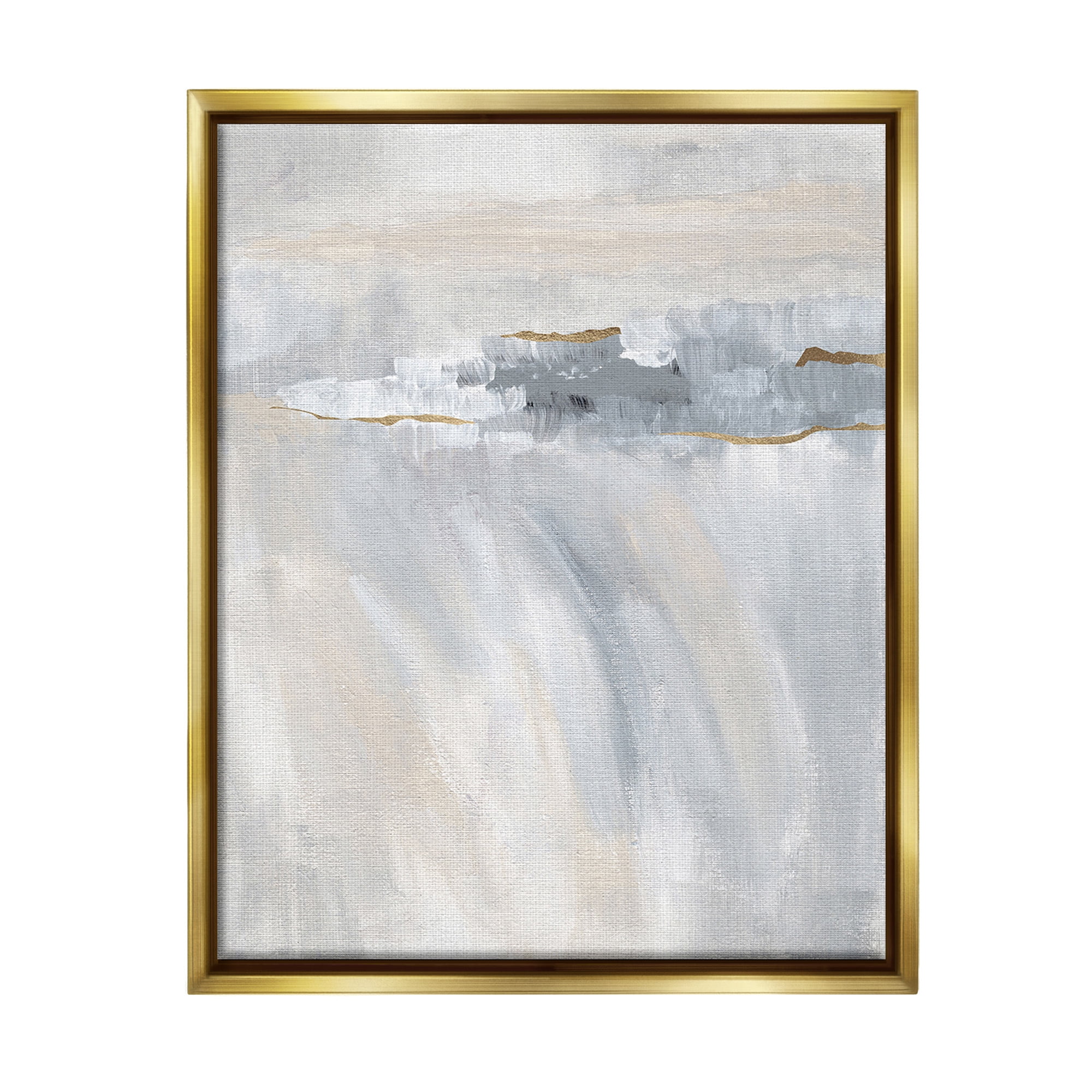 Stupell Industries Grey Abstract Movement Abstract Painting Gold Floater Framed Canvas Art Print Wall Art, 25 x 31
