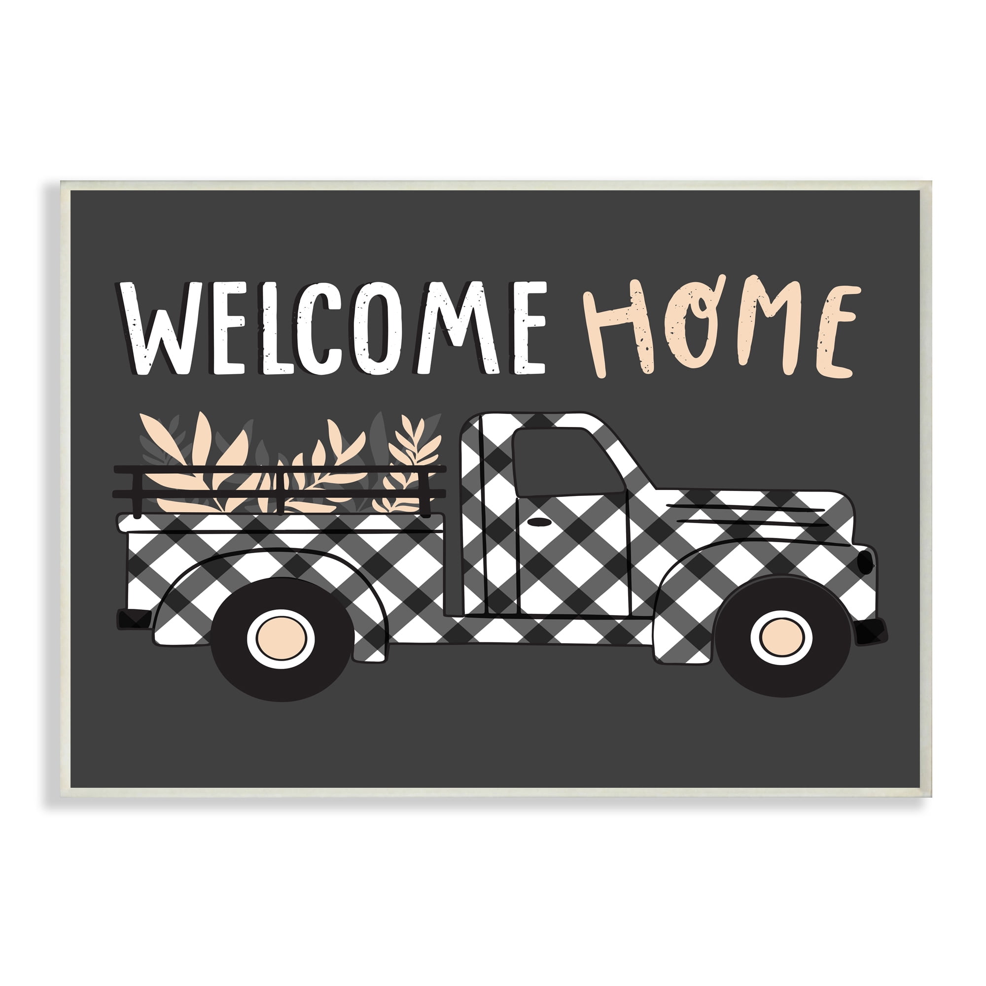 Stupell Industries Grey Autumn Harvest Truck Welcome Home Text Wall Plaque Design by Arrolynn Weiderhold