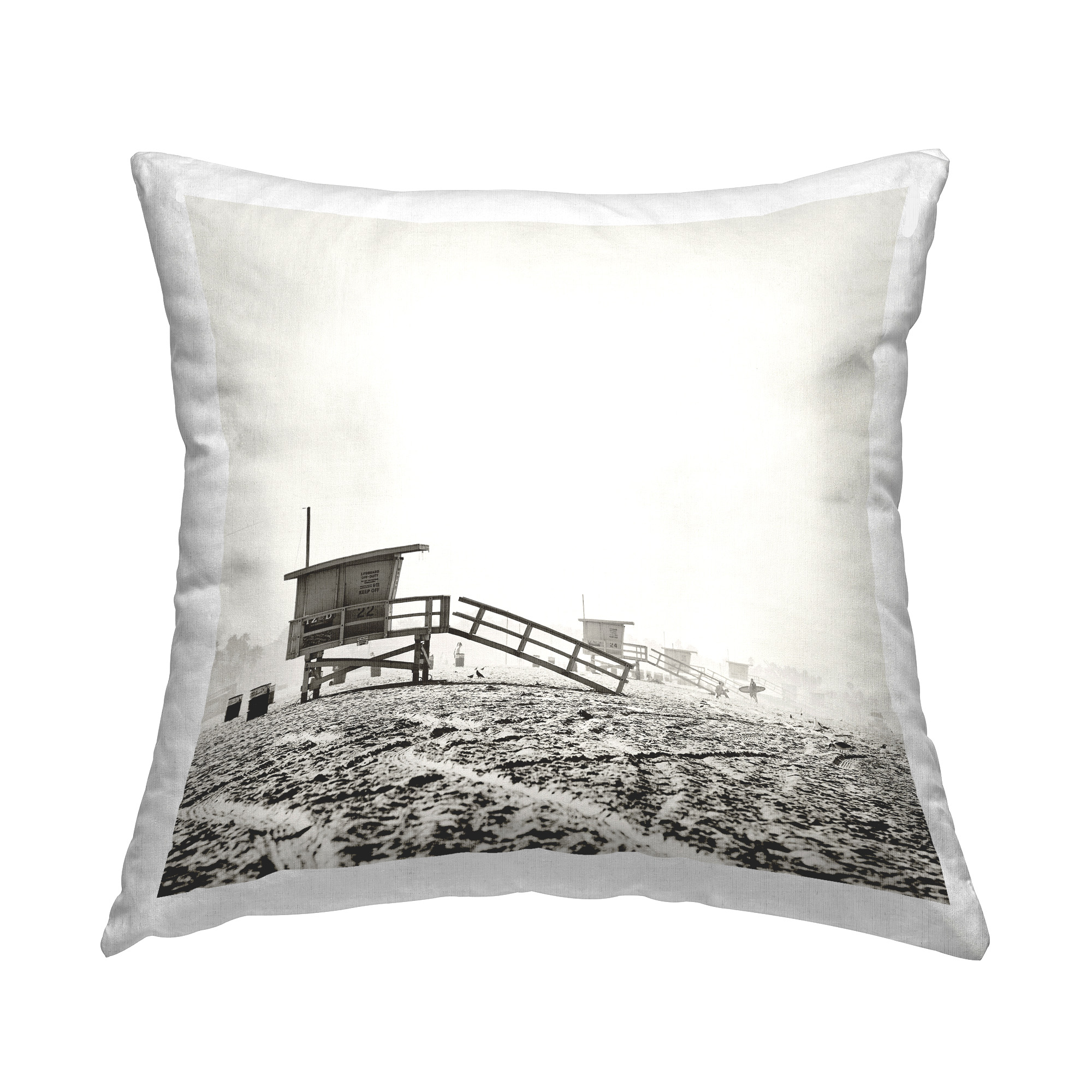 Stupell Industries Grey Beach Huts Decorative Printed Throw Pillow Design by Myan Soffia
