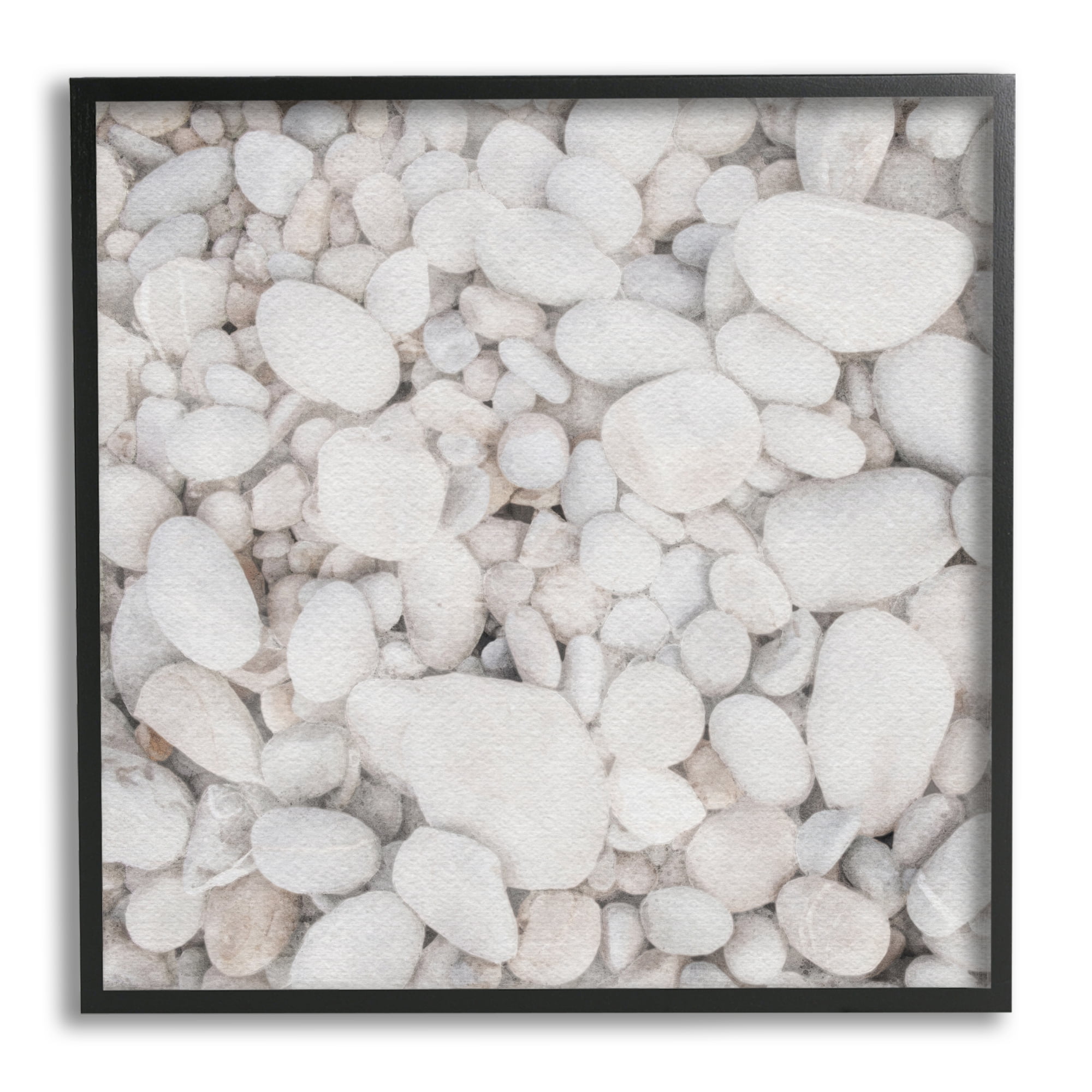 Stupell Industries Grey Beach Pebbles Nature Painting Black Framed Art Print Wall Art, 12 x 12