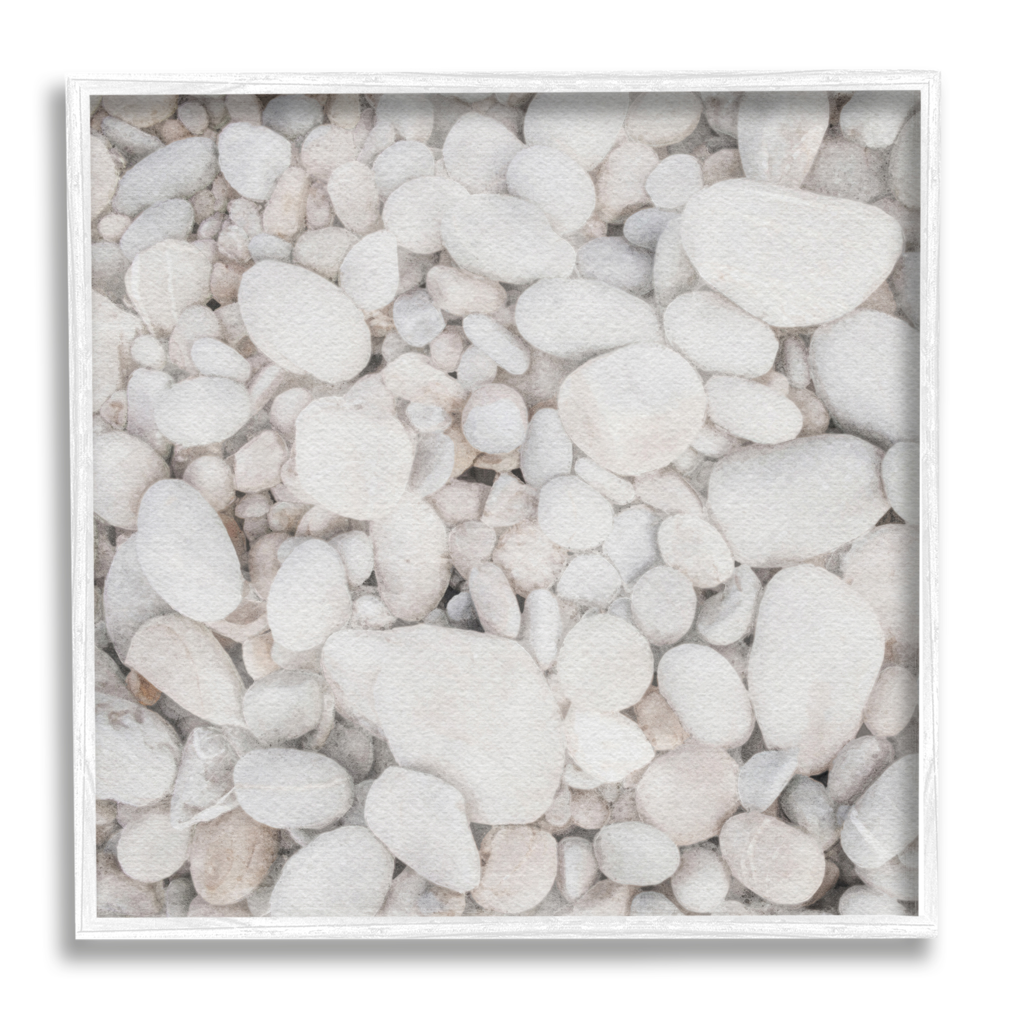 Stupell Industries Grey Beach Pebbles Nature Painting White Framed Art Print Wall Art, 24 x 24
