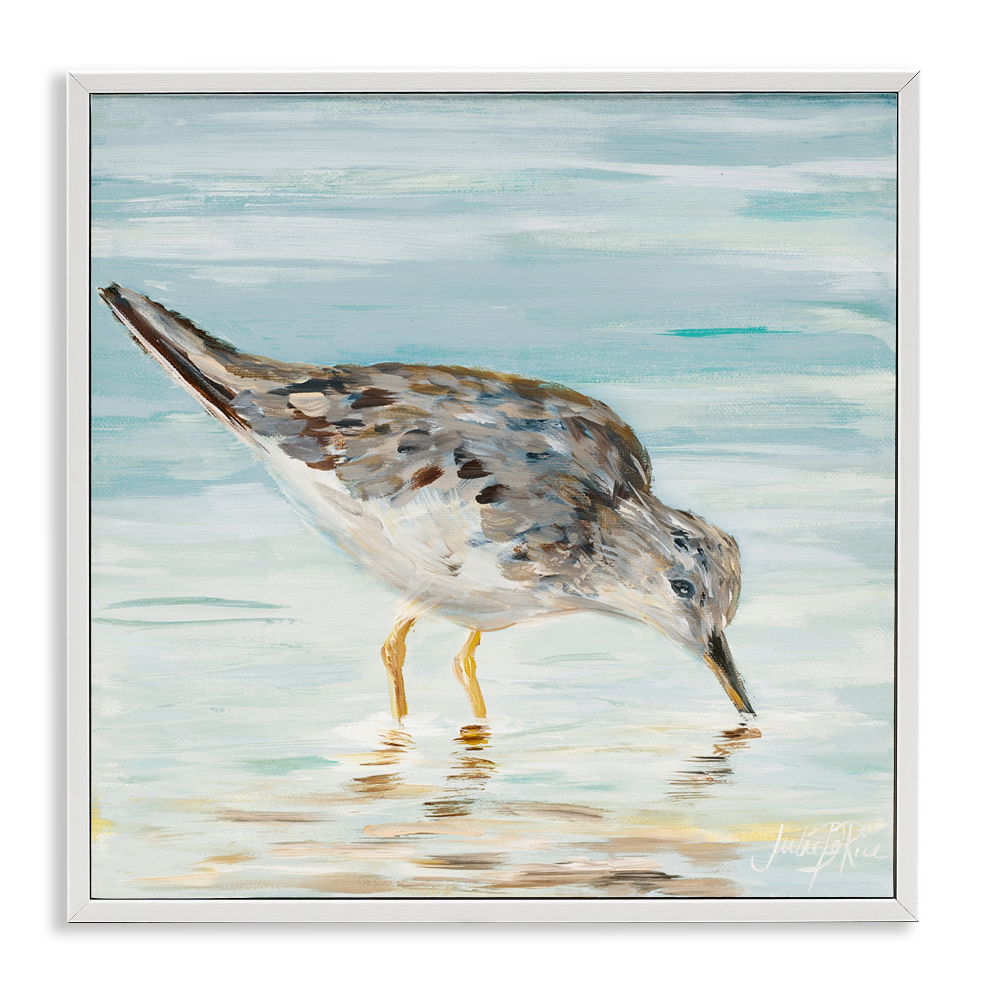 Stupell Industries Grey Beach Sandpiper Animals & Insects Painting White Framed Art Print Wall Art, 17 x 17