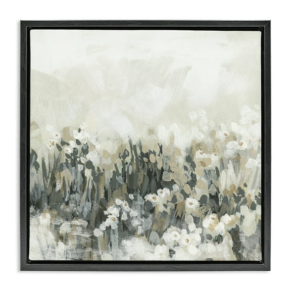 Stupell Industries Grey & Beige Landscape Abstract Painting Black Floater Framed Canvas Art Print Wall Art, 18 x 18