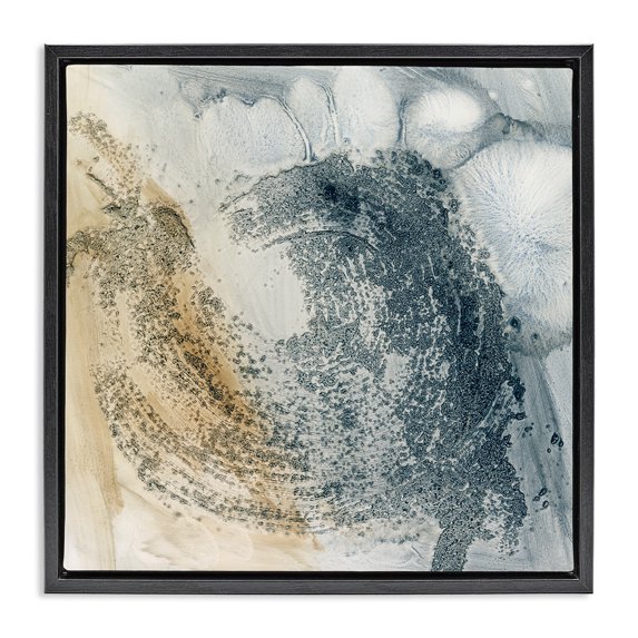 Stupell Industries Grey & Beige Paint Stroke Abstract Painting Black Floater Framed Canvas Art Print Wall Art, 25 x 25