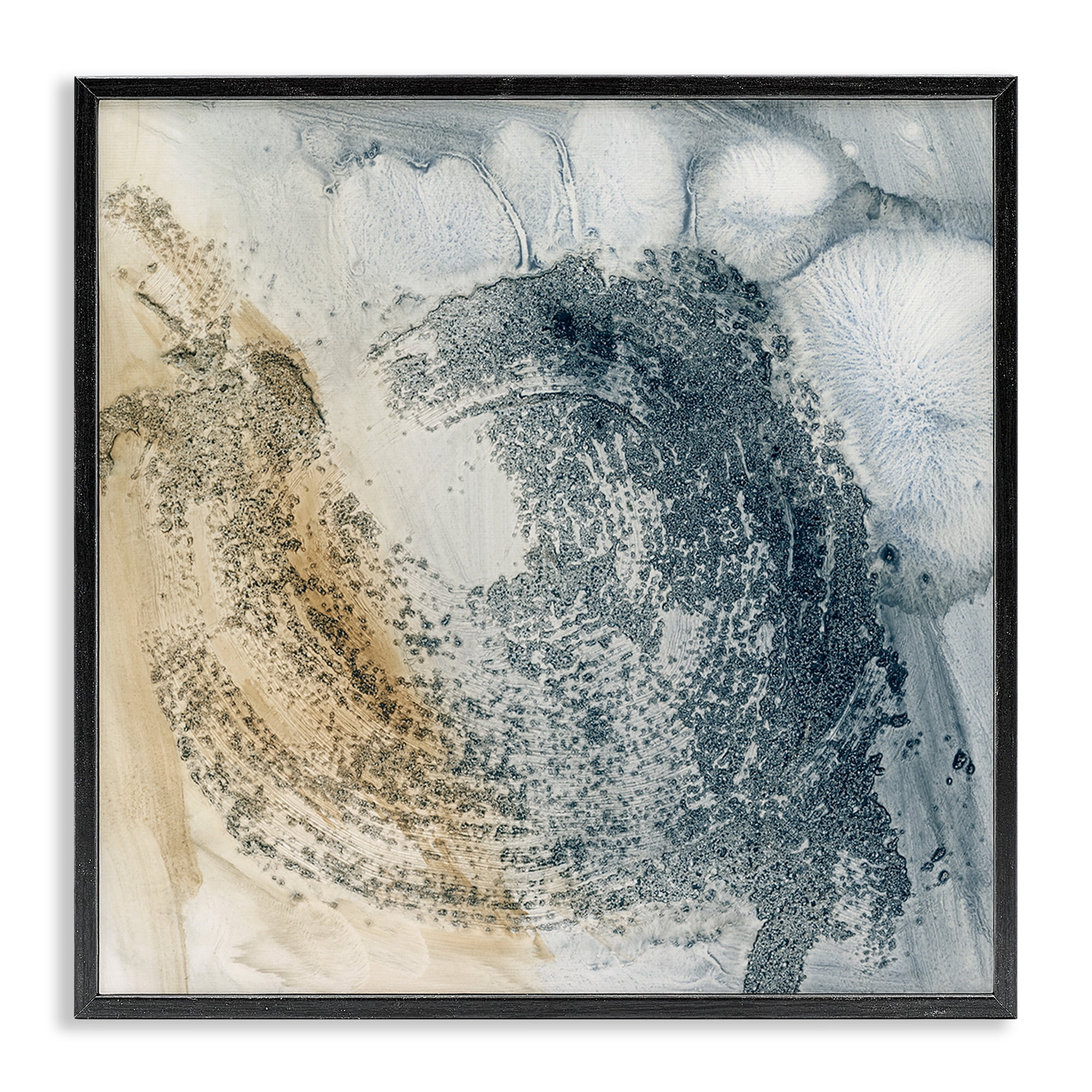 Stupell Industries Grey & Beige Paint Stroke Abstract Painting Black Framed Art Print Wall Art, 12 x 12
