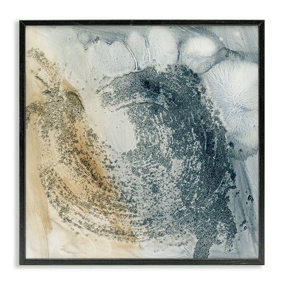 Stupell Industries Grey & Beige Paint Stroke Abstract Painting Black Framed Art Print Wall Art, 12 x 12