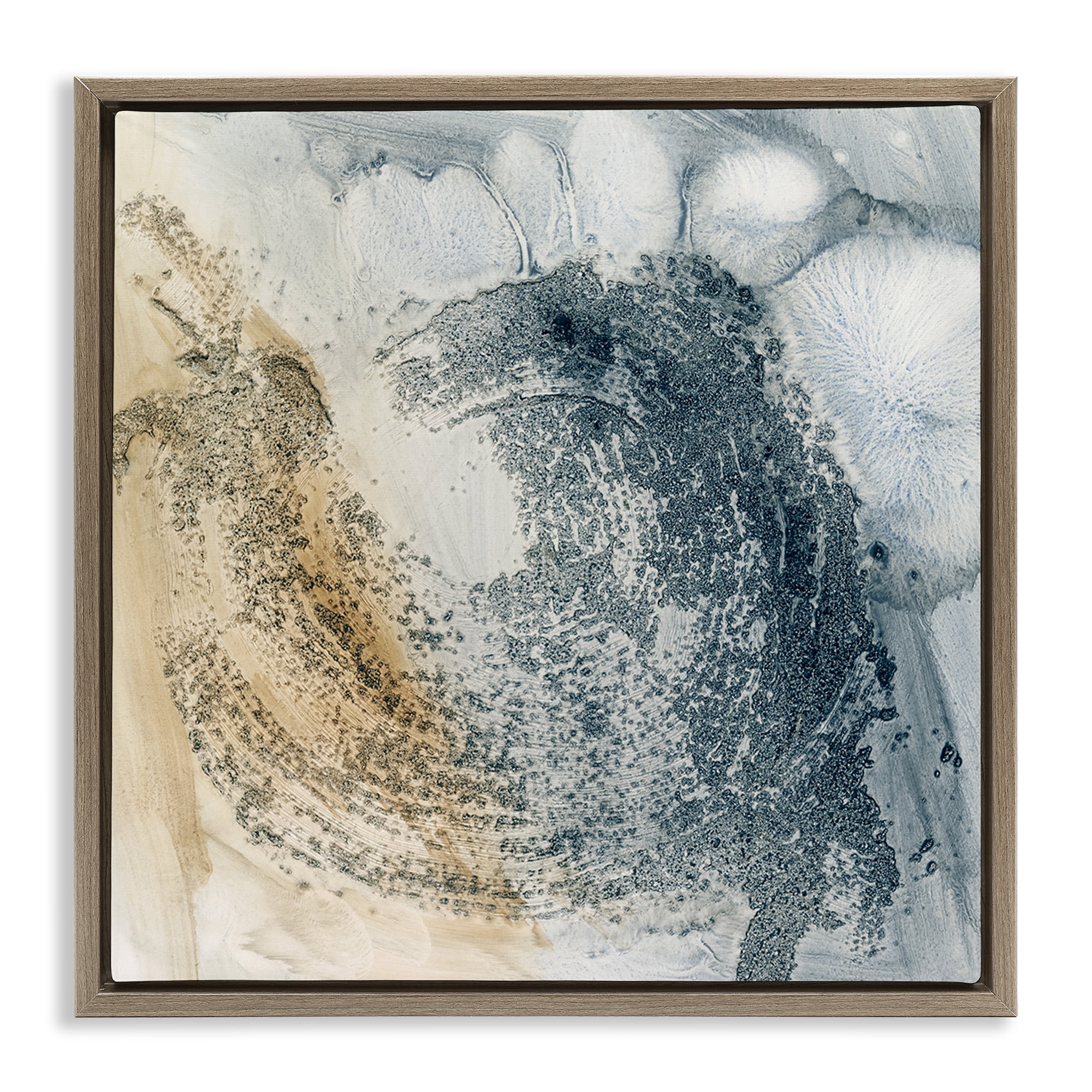 Stupell Industries Grey & Beige Paint Stroke Abstract Painting Brown Floater Framed Canvas Art Print Wall Art, 18 x 18