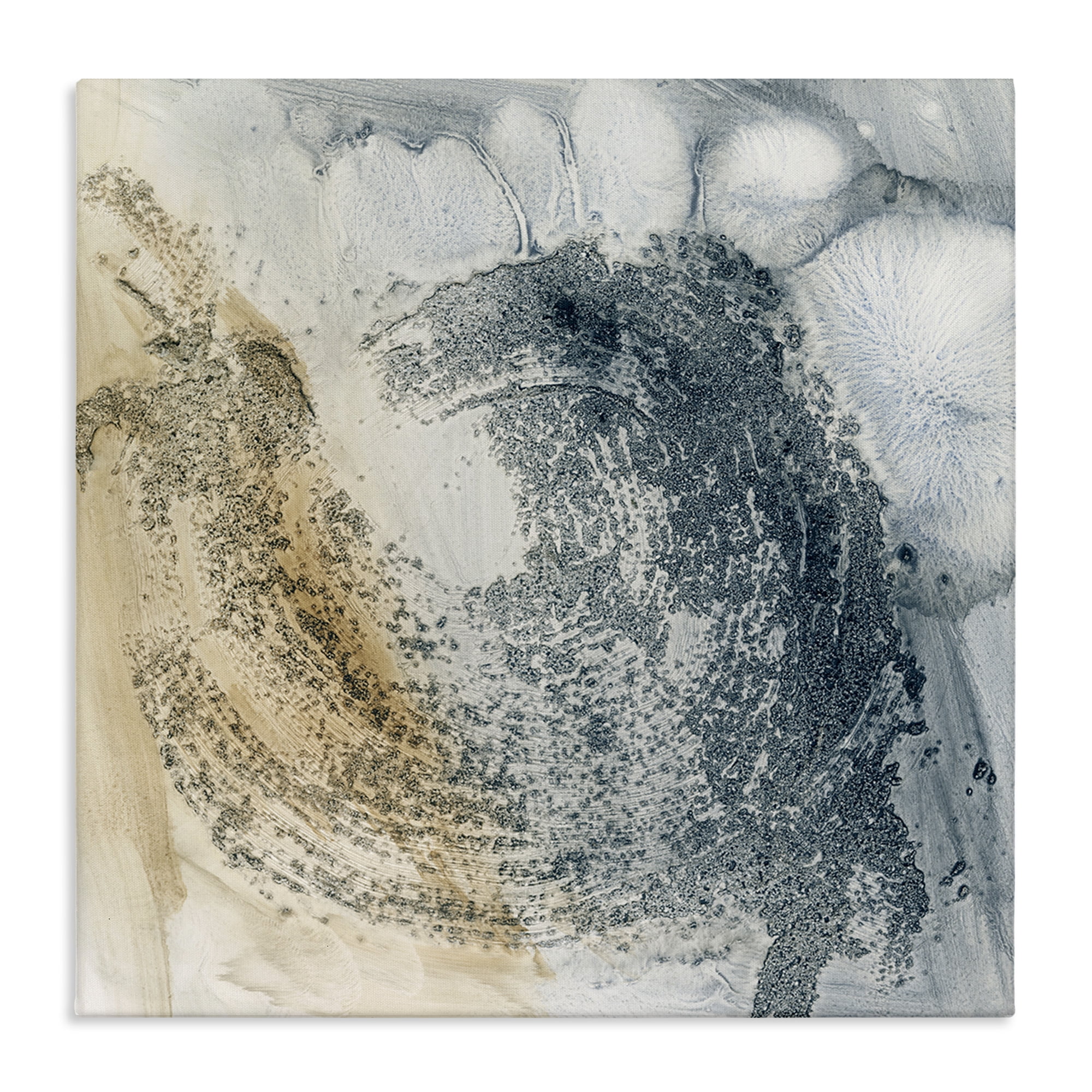 Stupell Industries Grey & Beige Paint Stroke Abstract Painting Gallery Wrapped Canvas Art Print Wall Art, 17 x 17