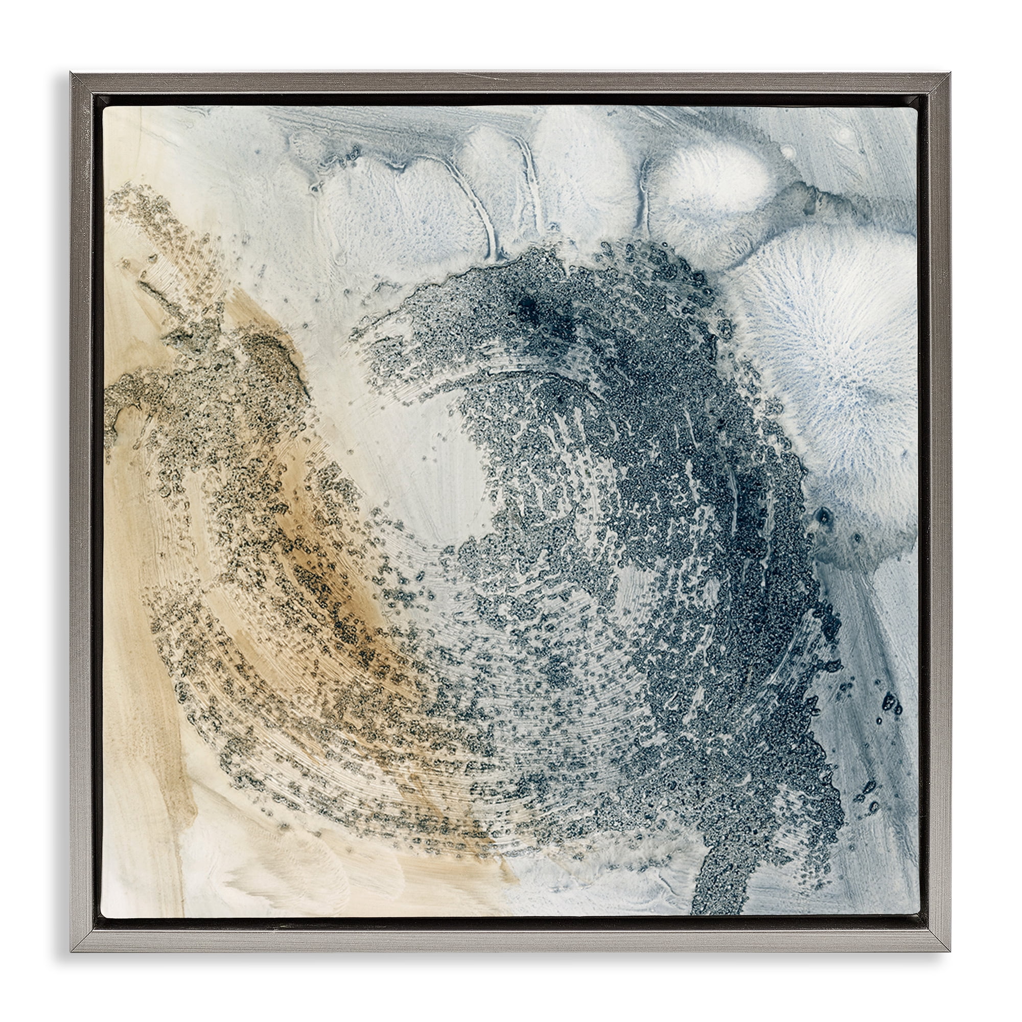 Stupell Industries Grey & Beige Paint Stroke Abstract Painting Gray Floater Framed Canvas Art Print Wall Art, 25 x 25