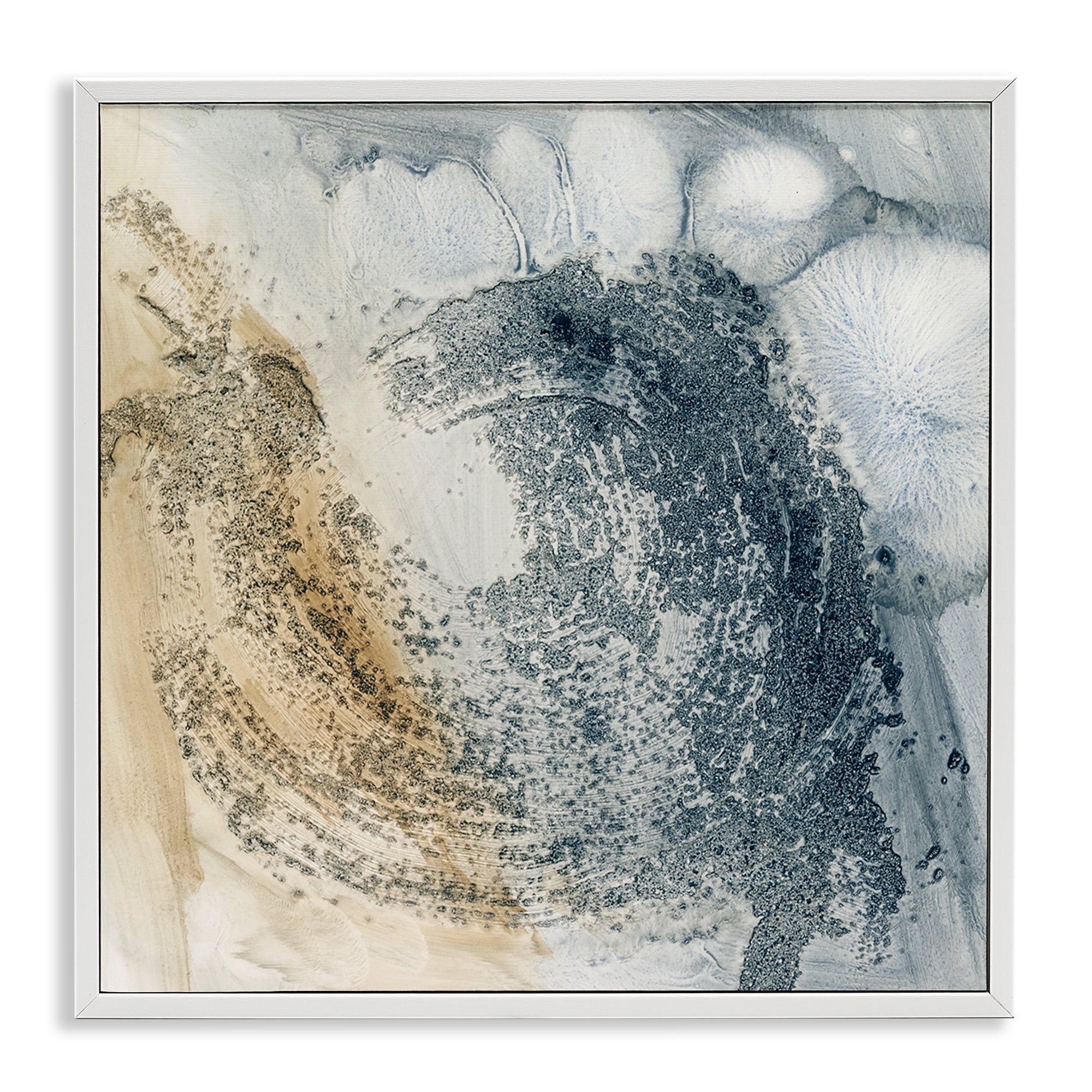 Stupell Industries Grey & Beige Paint Stroke Abstract Painting White Framed Art Print Wall Art, 24 x 24