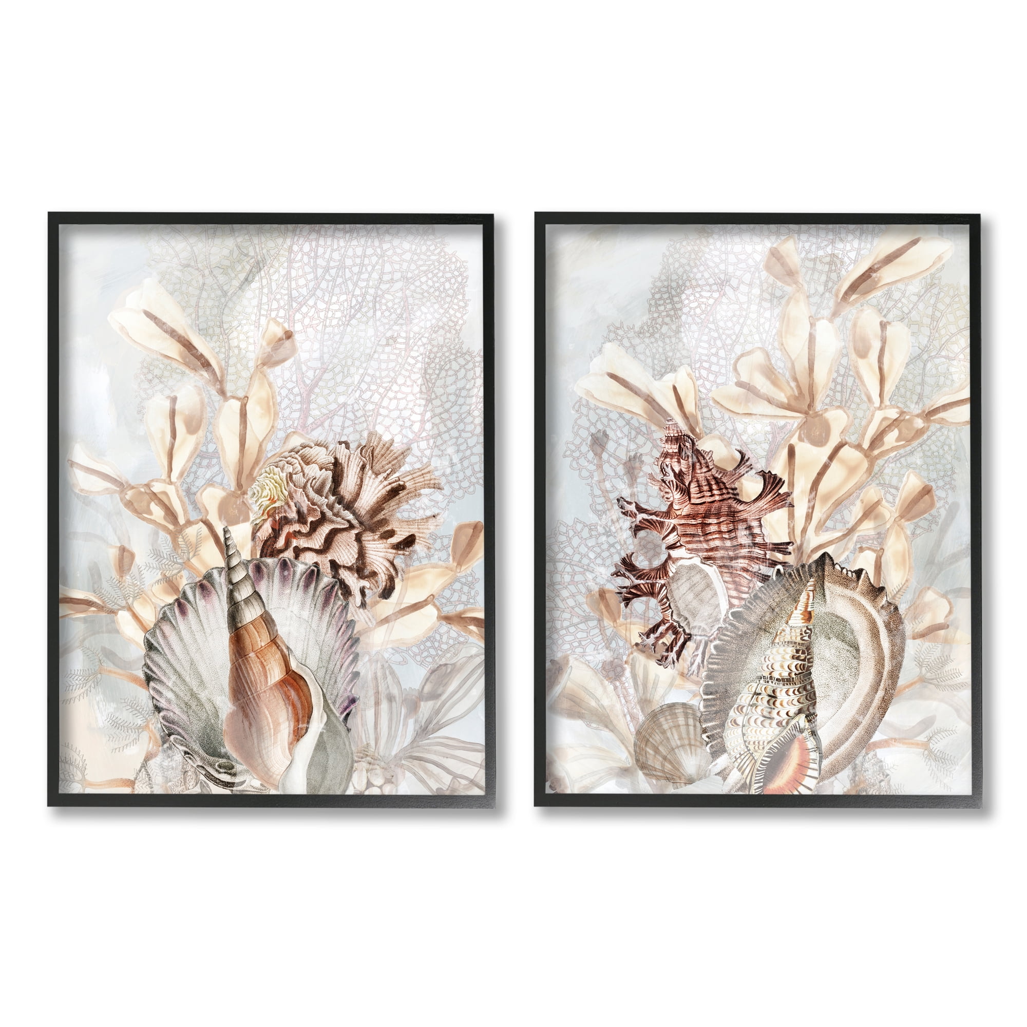Stupell Industries Grey & Beige Sea Life Animals & Insects Painting Black Framed Art Print Wall Art, 16 x 20